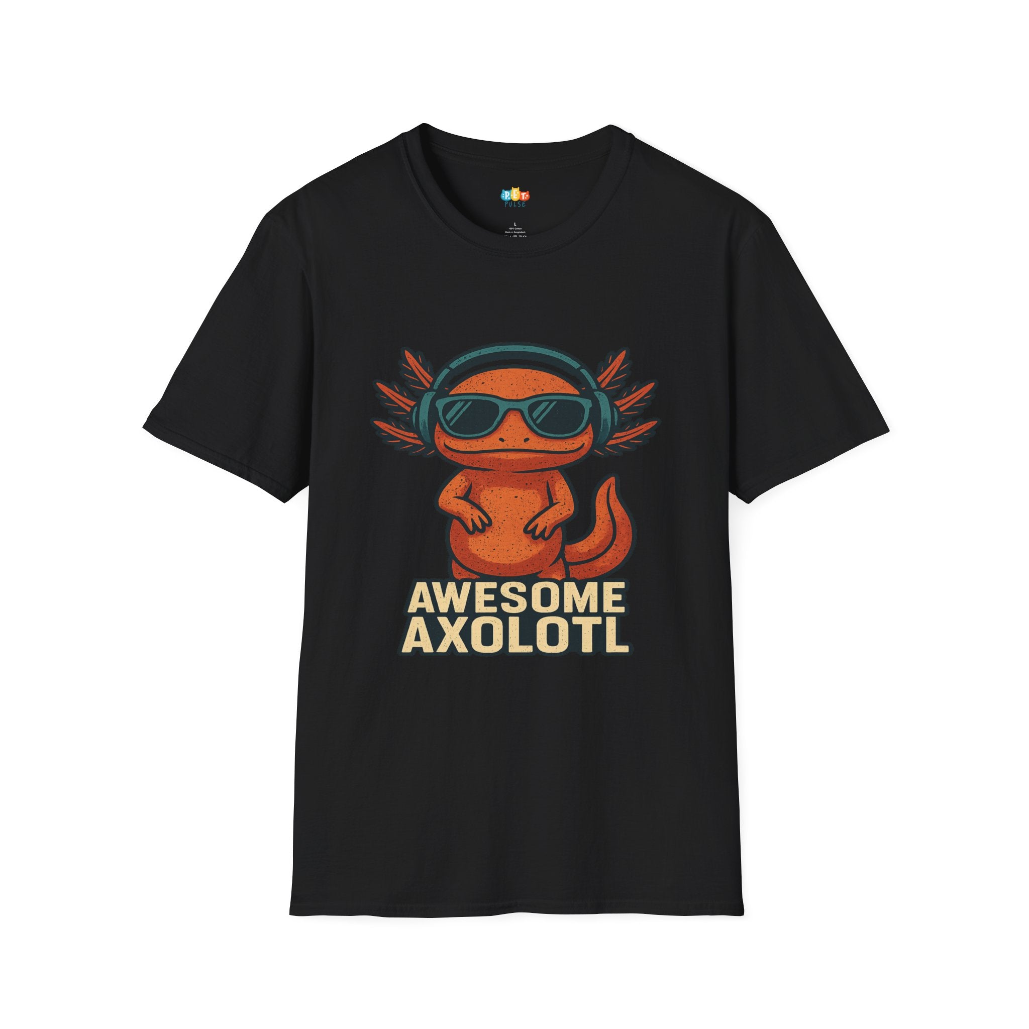 Awesome Axolotl Cool Sunglasses Headphones T-Shirt - Funny Animal Music Lover Hip Amphibian Tee