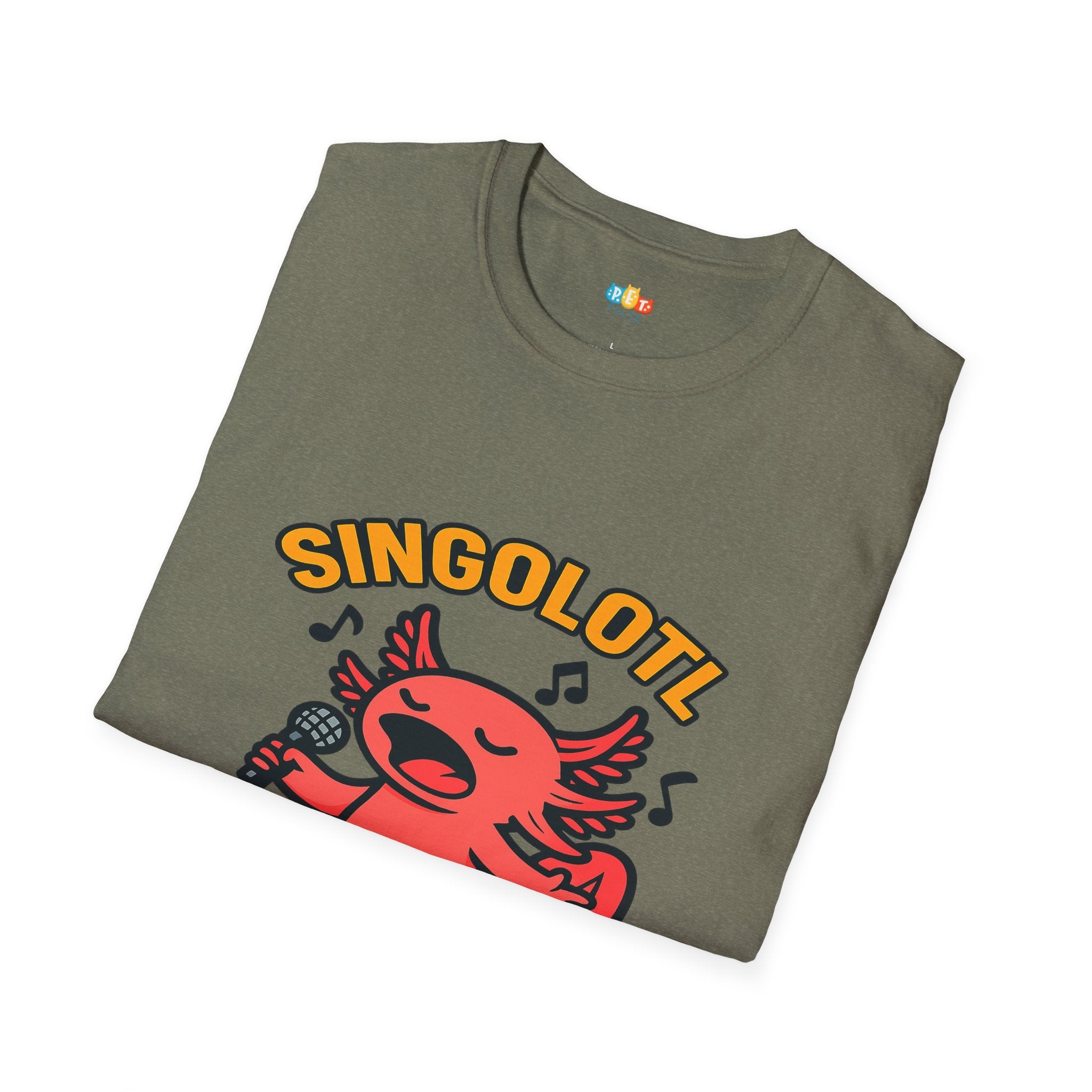 Singolotl Musical Axolotl Karaoke Singer T-Shirt - Funny Animal Pun Music Performance Vocalist Tee
