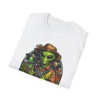 Celestial Green Thumb Funny Alien Farmer T-Shirt | Cosmic Encounters Collection by PetPulse