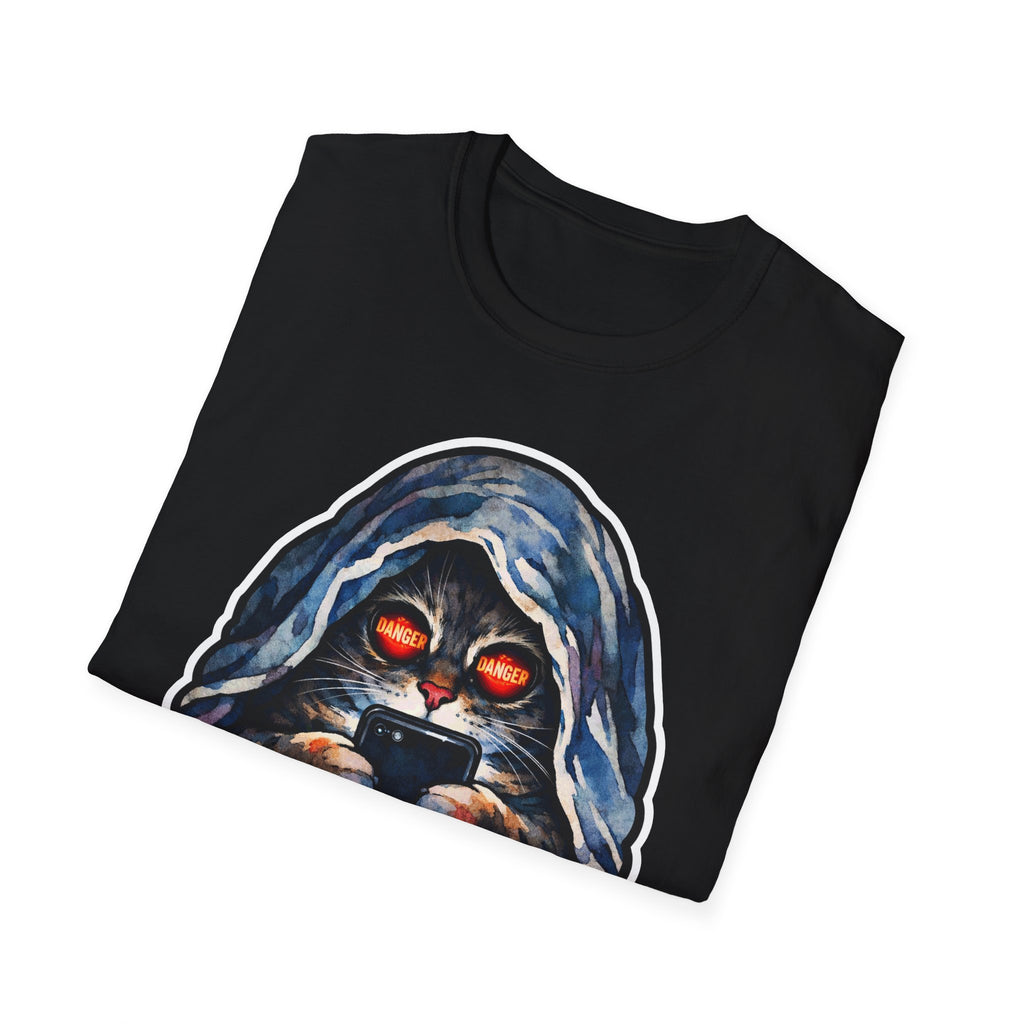 Doomscrolling Makes Nine Lives Feel Like Not Enough Funny Hooded Cat T-Shirt | Tech Pack Collection by PetPulse