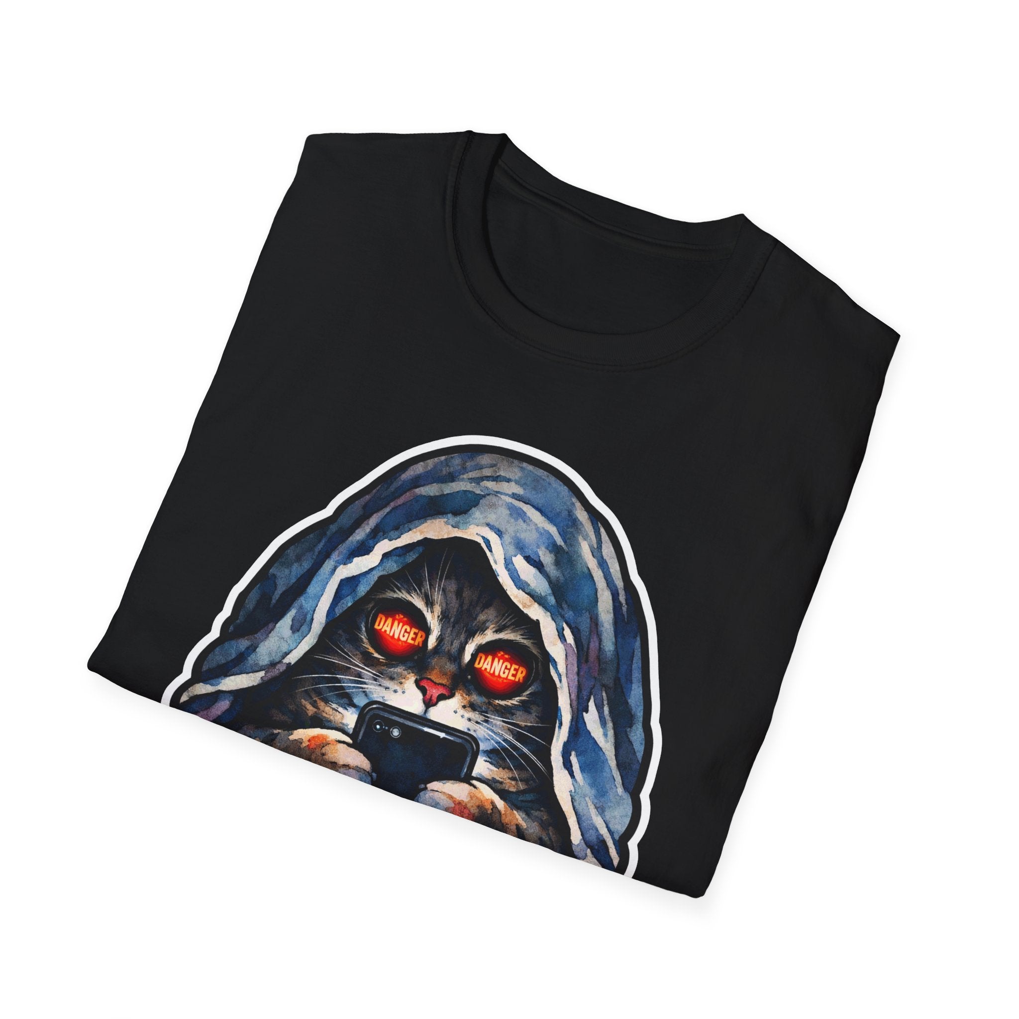 Doomscrolling Makes Nine Lives Feel Like Not Enough Funny Hooded Cat T-Shirt | Tech Pack Collection by PetPulse