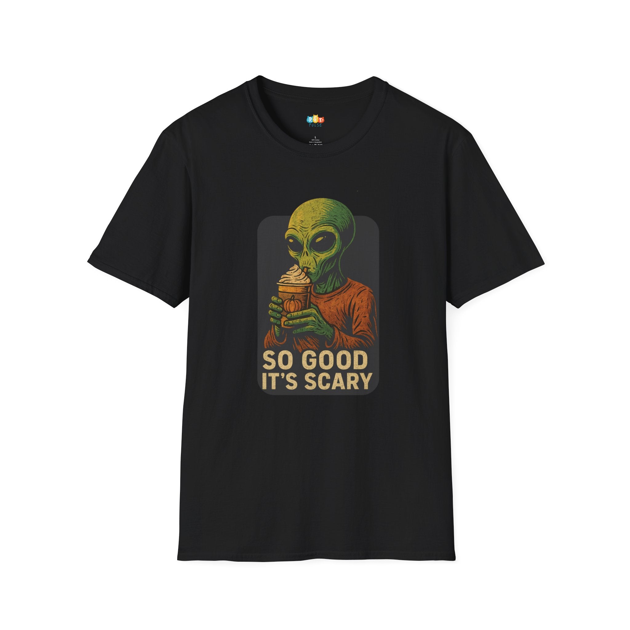 So Good It's Scary Alien Pumpkin Spice Halloween T-Shirt - Funny UFO PSL Coffee Sci-Fi Tee