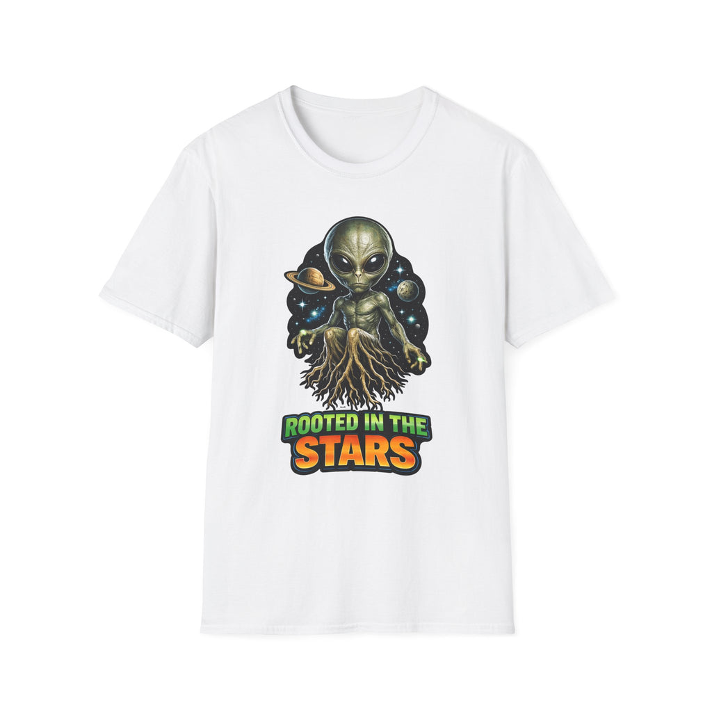 Rooted in the Stars Alien Tree Roots Space Art T-Shirt | Cosmic Encounters Collection by PetPulse