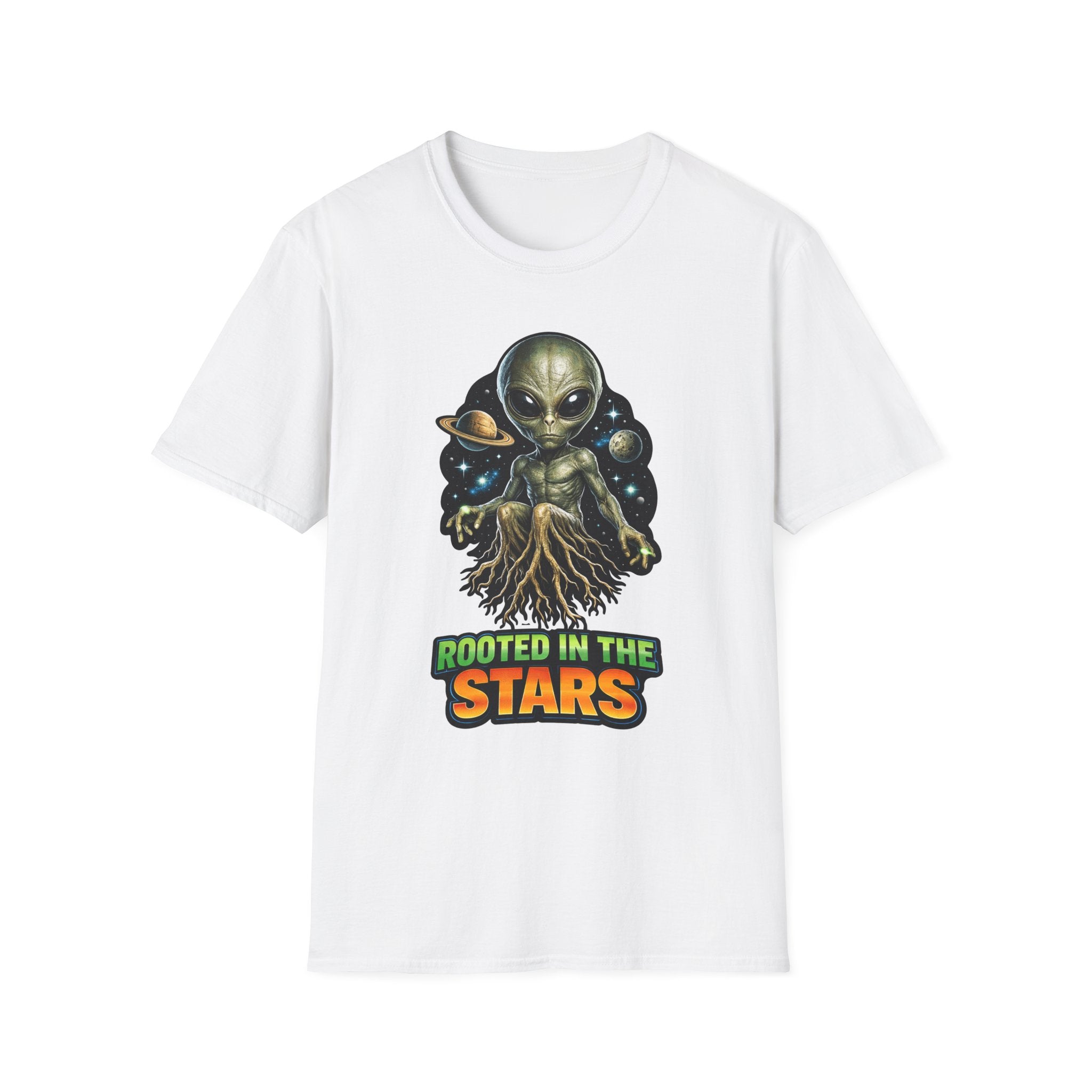 Rooted in the Stars Alien Tree Roots Space Art T-Shirt | Cosmic Encounters Collection by PetPulse