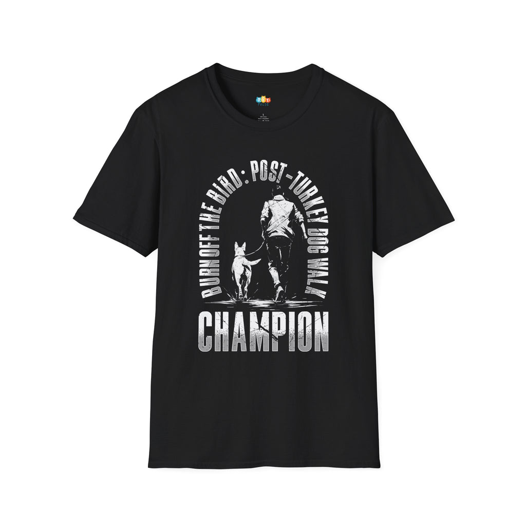 Burn Off The Bird Post-Turkey Dog Walk Champion T-Shirt - Funny Thanksgiving Pet Owner Holiday Fitness Graphic Tee