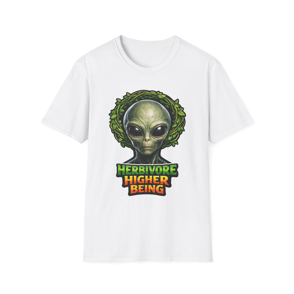Herbivore Higher Being Vegan Alien with Vine Crown T-Shirt | Cosmic Encounters Collection by PetPulse