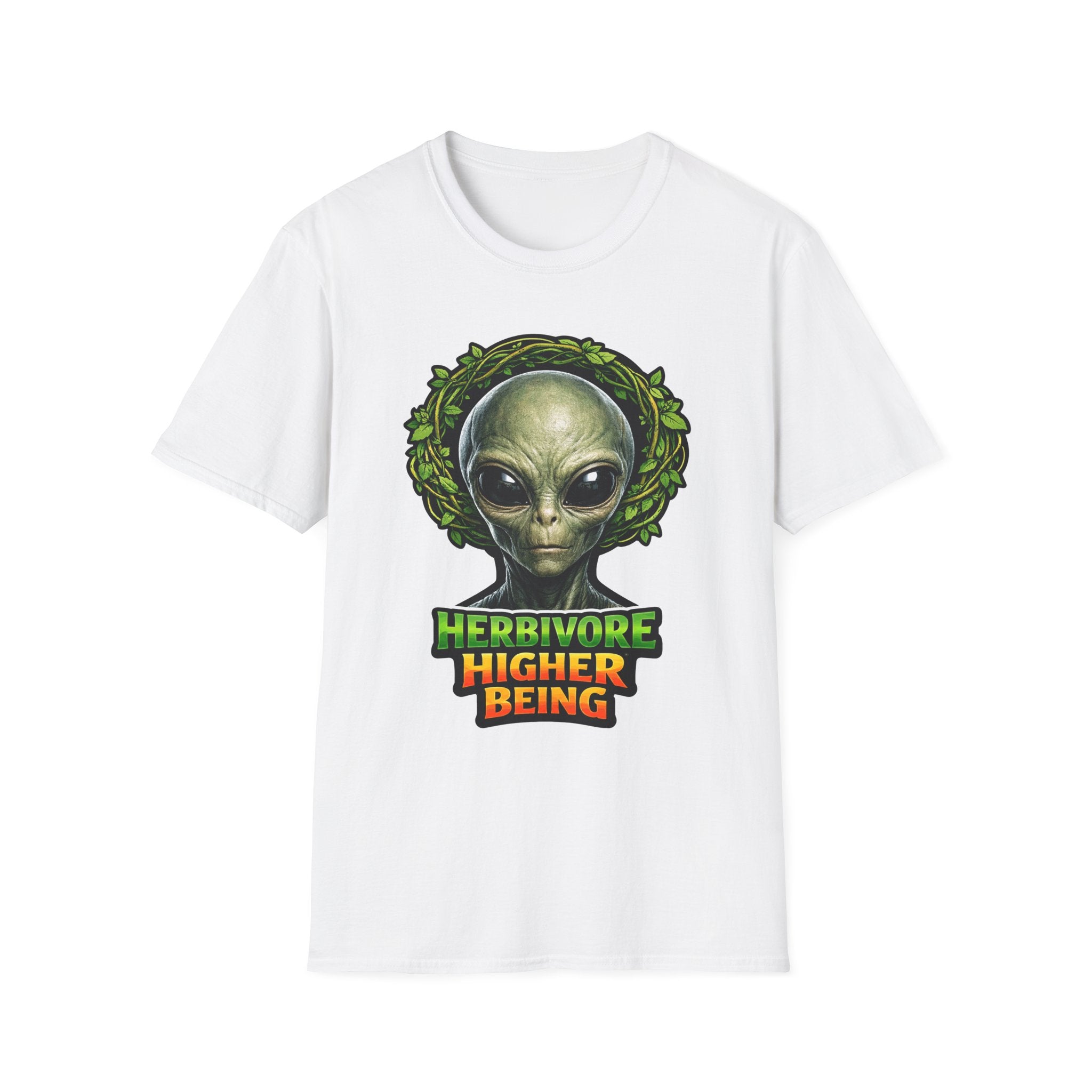 Herbivore Higher Being Vegan Alien with Vine Crown T-Shirt | Cosmic Encounters Collection by PetPulse