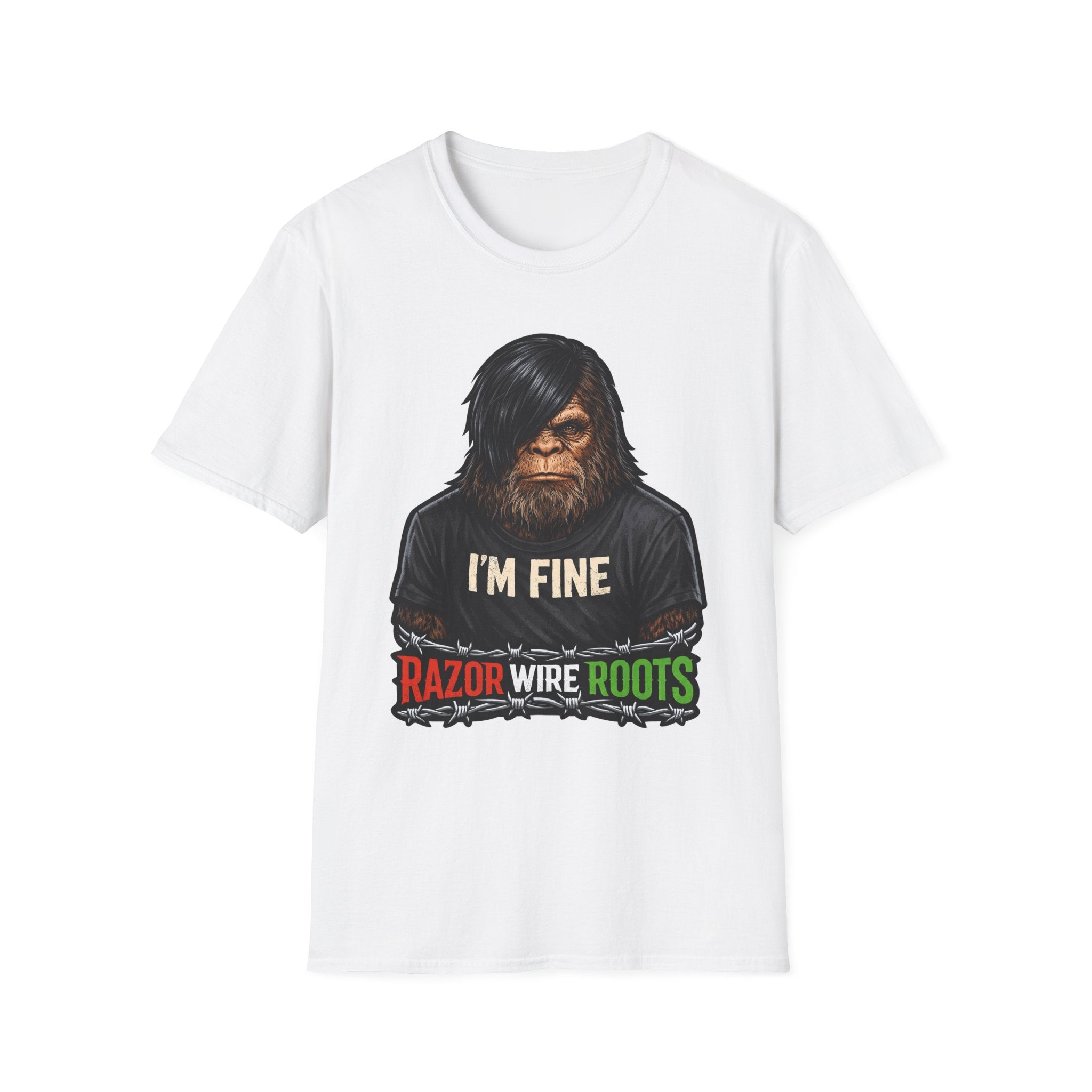 Razor Wire Roots Funny Emo Bigfoot T-Shirt | Cryptid Companions Collection by PetPulse