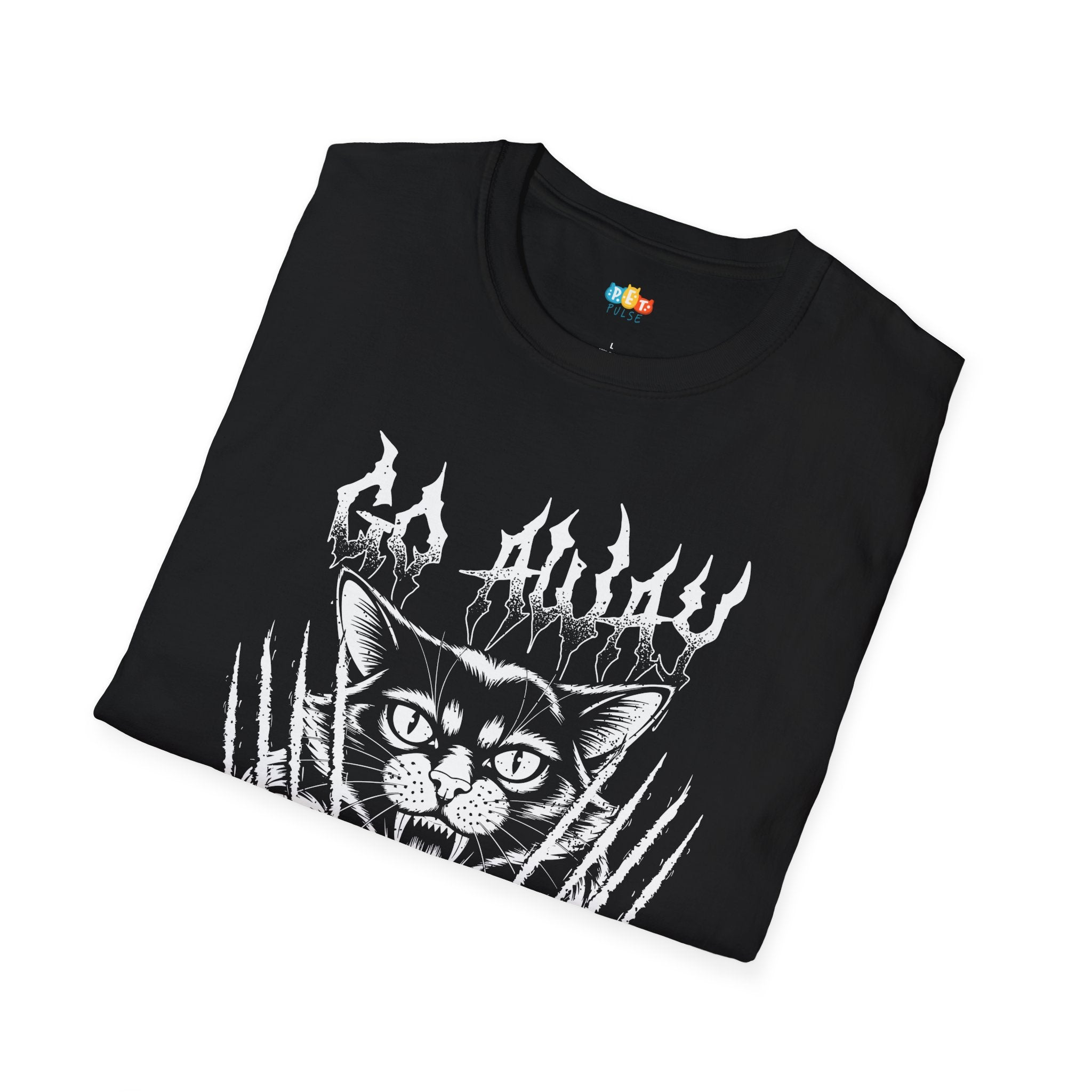 Fierce Gothic Cat Halloween T-Shirt - Metal Kitty Claws Horror Gothic Spooky Fall Graphic Tee