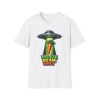 Veggie Beam Only Funny UFO Abducting Carrot T-Shirt | Cosmic Encounters Collection by PetPulse