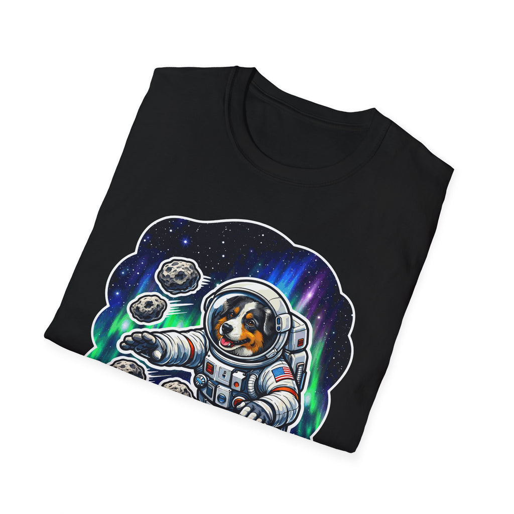 Herding Asteroids Now Funny Astronaut Australian Shepherd T-Shirt | Cosmic Encounters Collection by PetPulse