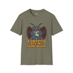 A Cryptid Ate My Homework T-Shirt - Funny Mothman Student School Excuse Legendary Creature Tee