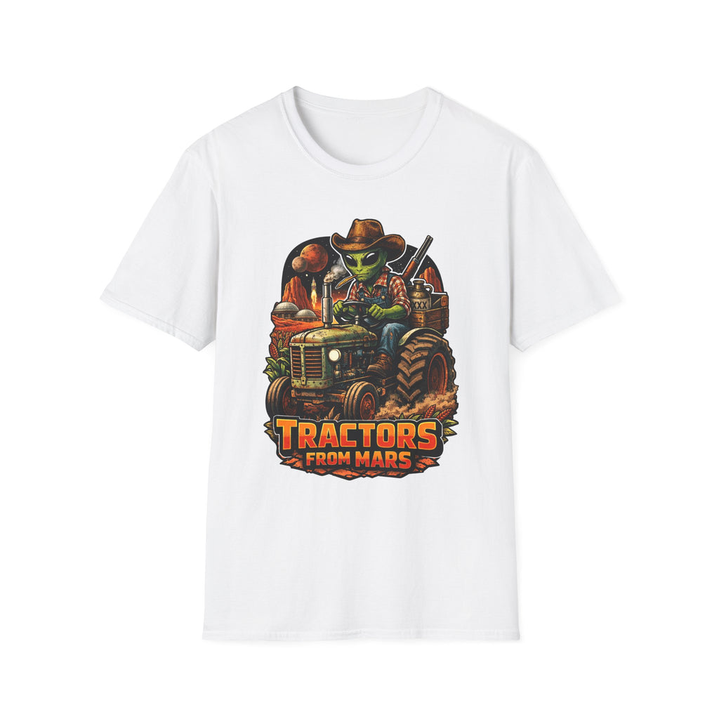 Tractors from Mars Funny Alien Farmer T-Shirt | Cosmic Encounters Collection by PetPulse