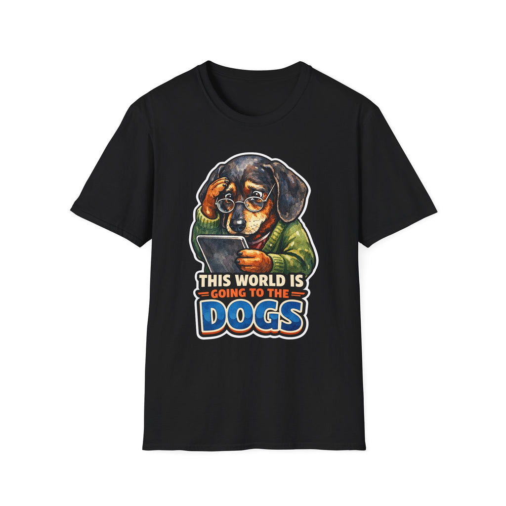 This World Is Going to the Dogs Funny Dachshund Tablet T-Shirt | Tech Pack Collection by PetPulse