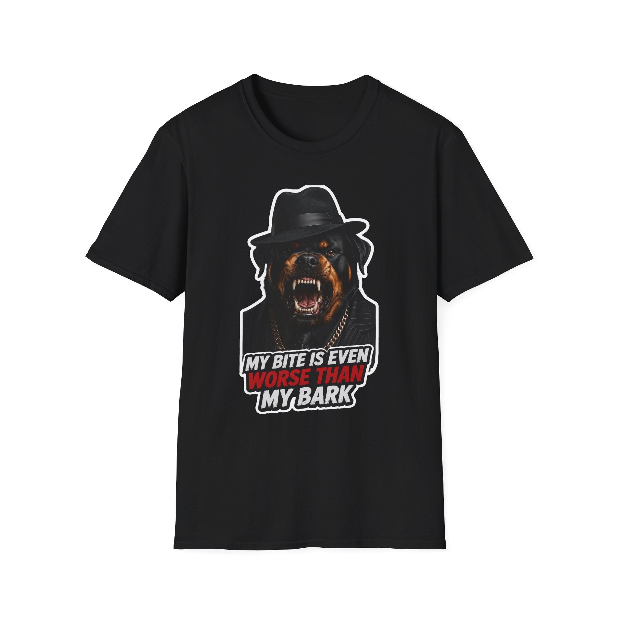 My Bite Is Worse Than My Bark Funny Mobster Rottweiler T-Shirt | The Dog Father Collection by PetPulse