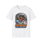 Rottweilers Love to Take Rides Funny Astronaut Rottweiler T-Shirt | Cosmic Encounters Collection by PetPulse