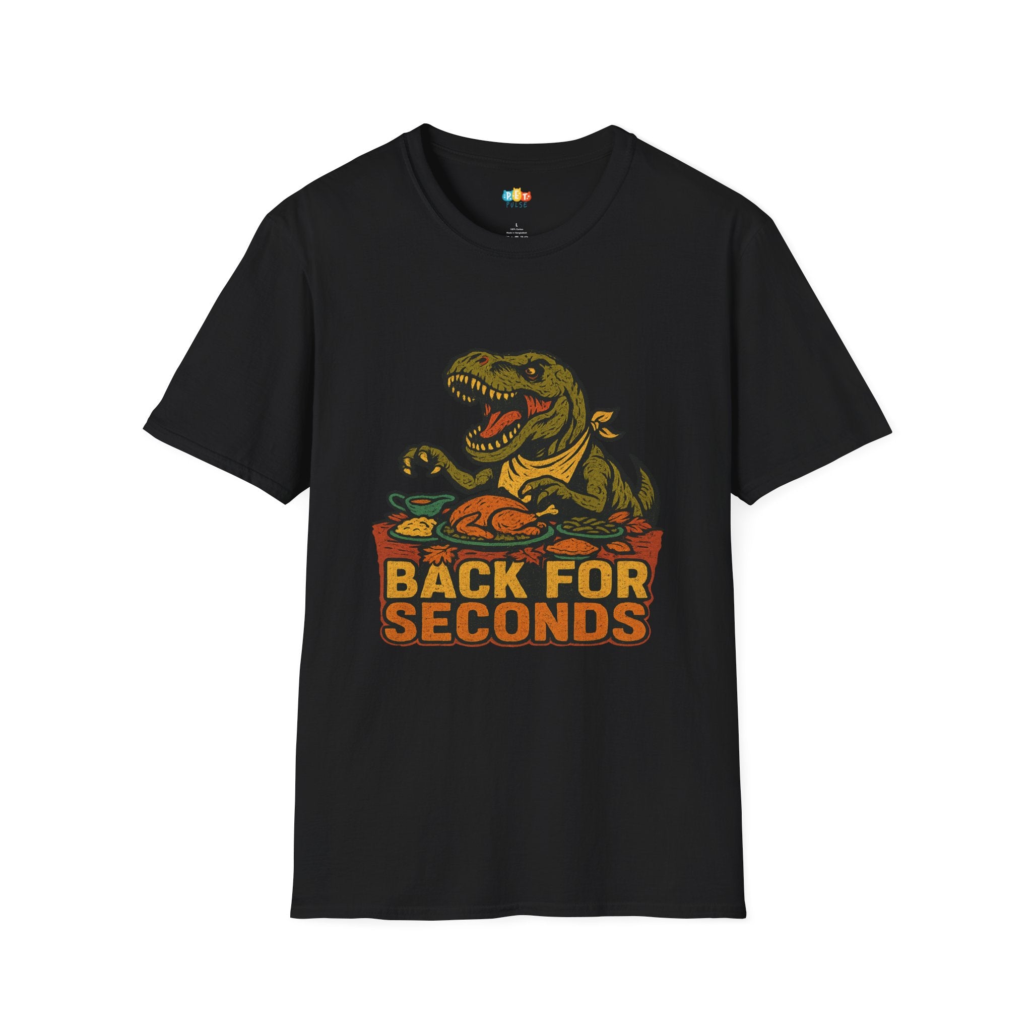 Back For Seconds Dinosaur Thanksgiving T-Shirt - Funny T-Rex Turkey Day Feast Prehistoric Holiday Dinner Tee