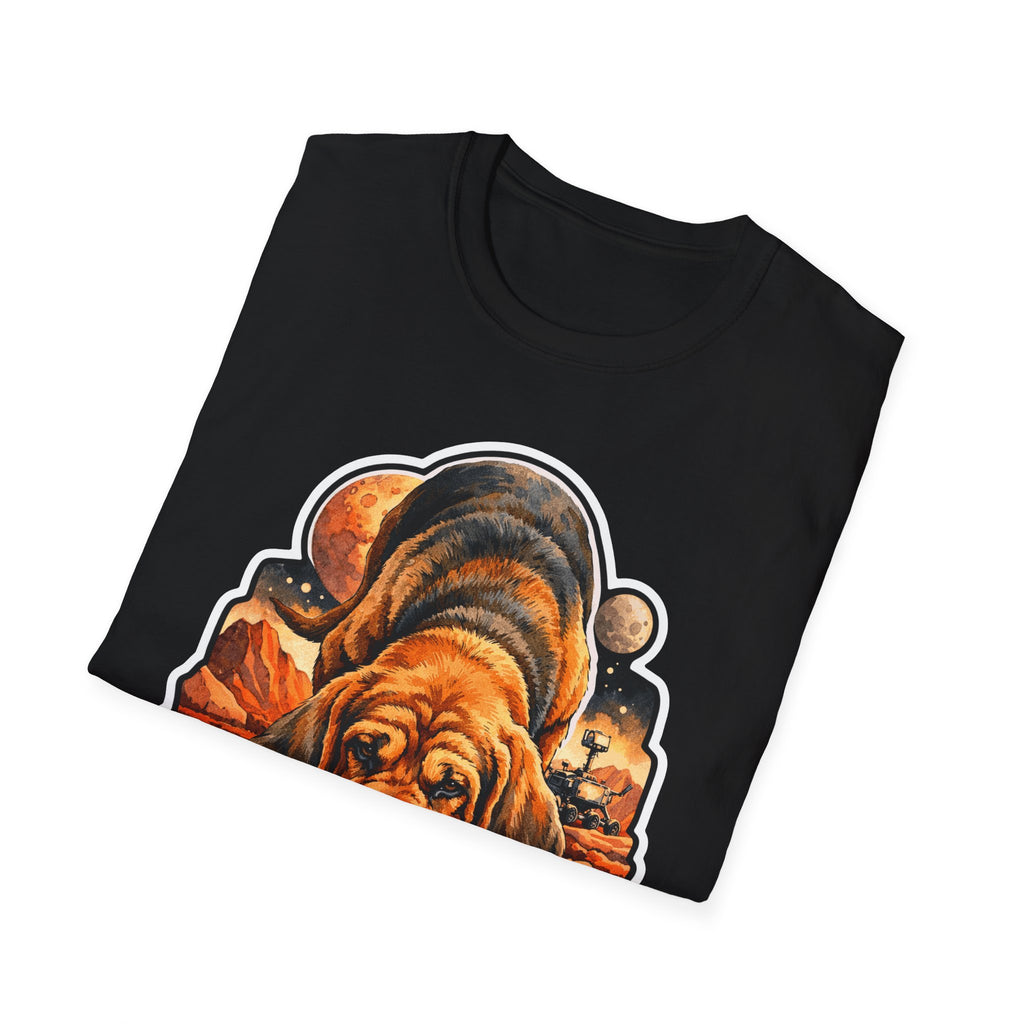 Sniffing New Worlds Funny Bloodhound Mars T-Shirt | Cosmic Encounters Collection by PetPulse