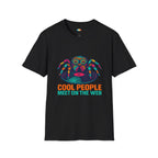 Cool People Meet On The Web Spider T-Shirt - Funny Jumping Spider Arachnid Pet Owner Gift Tee