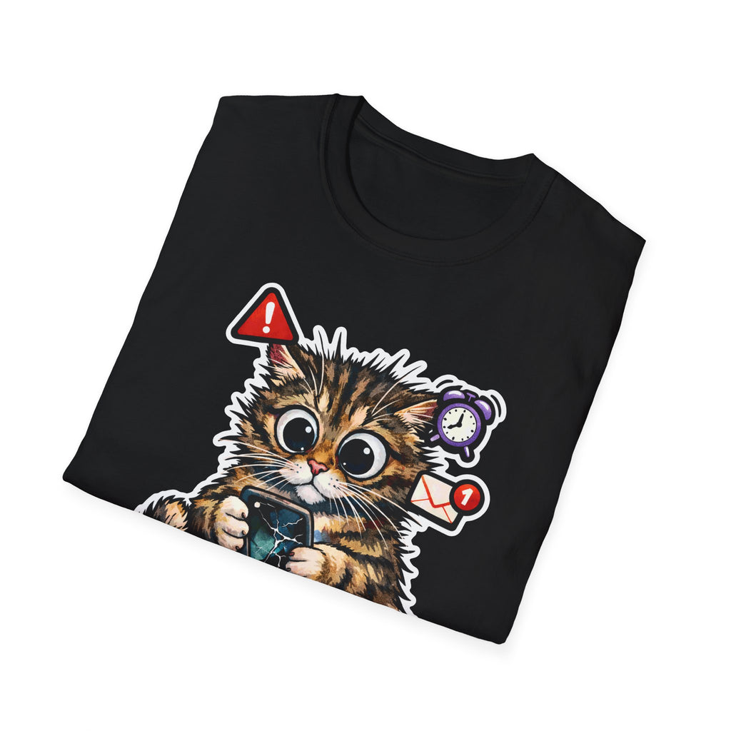 Just One More Scroll Before I Sleep For 23 Hours Funny Doomscrolling Cat T-Shirt | Tech Pack Collection by PetPulse