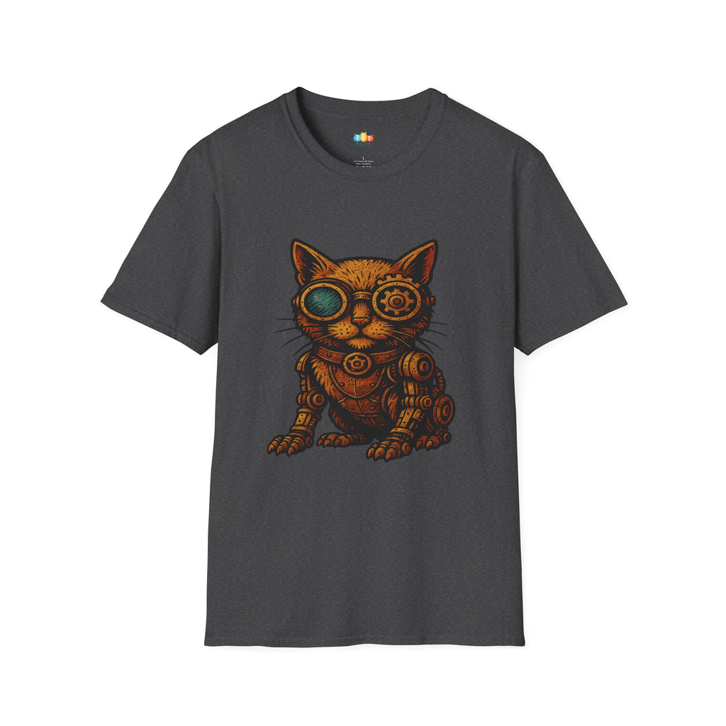 Steampunk Cat T-Shirt - Funny Mechanical Feline Victorian Gears Goggles Engineer Cyberpunk Graphic Tee