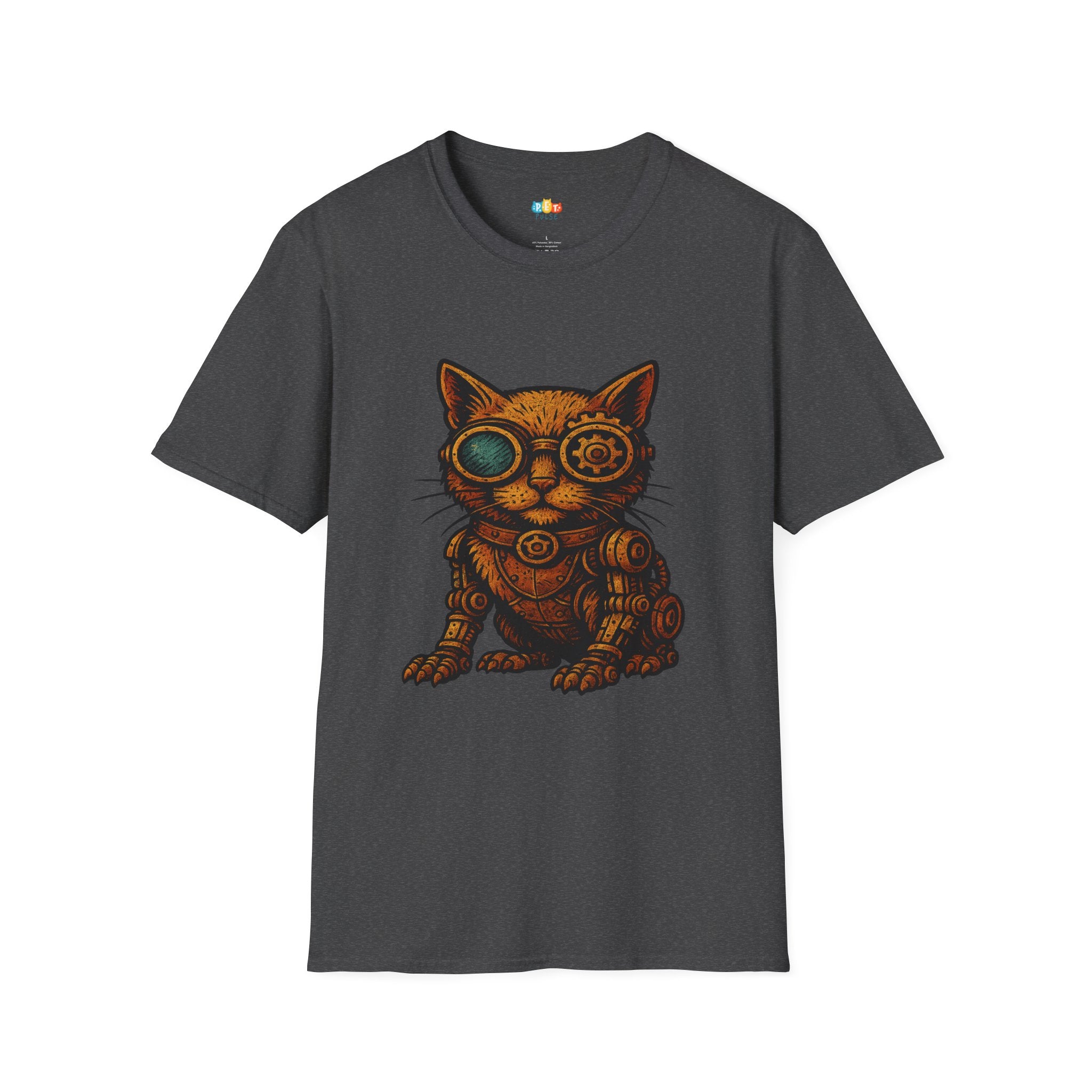 Steampunk Cat T-Shirt - Funny Mechanical Feline Victorian Gears Goggles Engineer Cyberpunk Graphic Tee