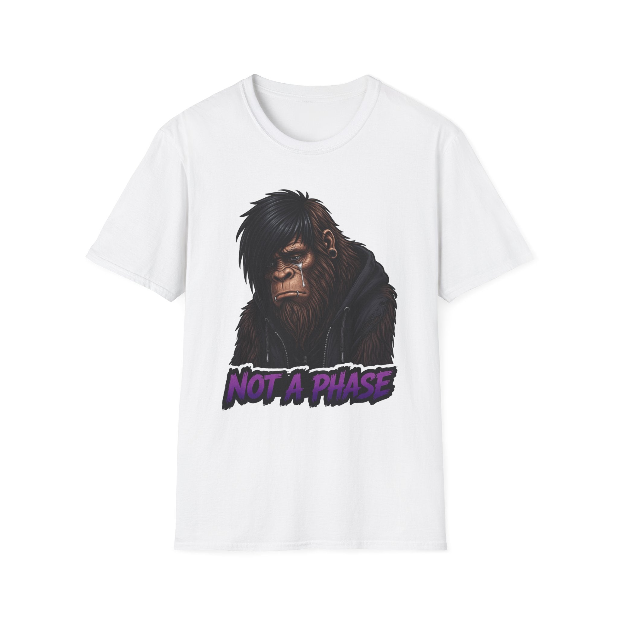 Not A Phase Emo Bigfoot T-Shirt - Crying Sasquatch Hoodie Tee for Alt Lifestyle Cryptid Fans