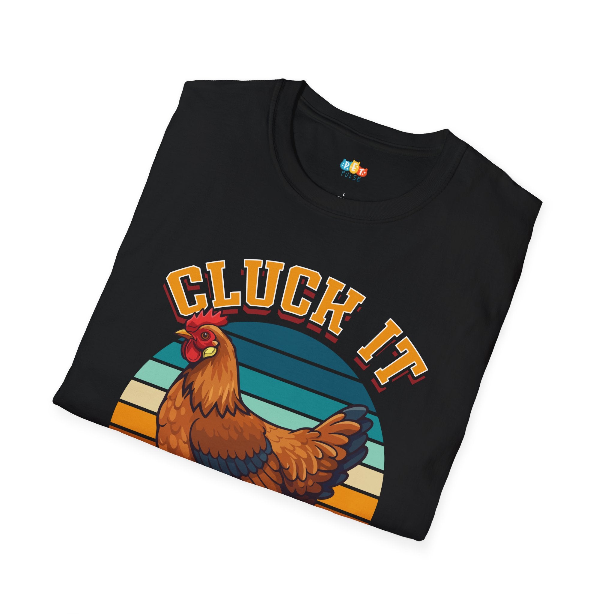 Cluck It Let's Wing It Chicken T-Shirt - Funny Retro Sunset Farm Life Go With Flow Motivational Graphic Tee