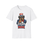 Lead The Pack Funny Uncle Sam Rottweiler T-Shirt | Patriotic Rottie in Top Hat and Suit Graphic Tee | Uncle Sam Pups