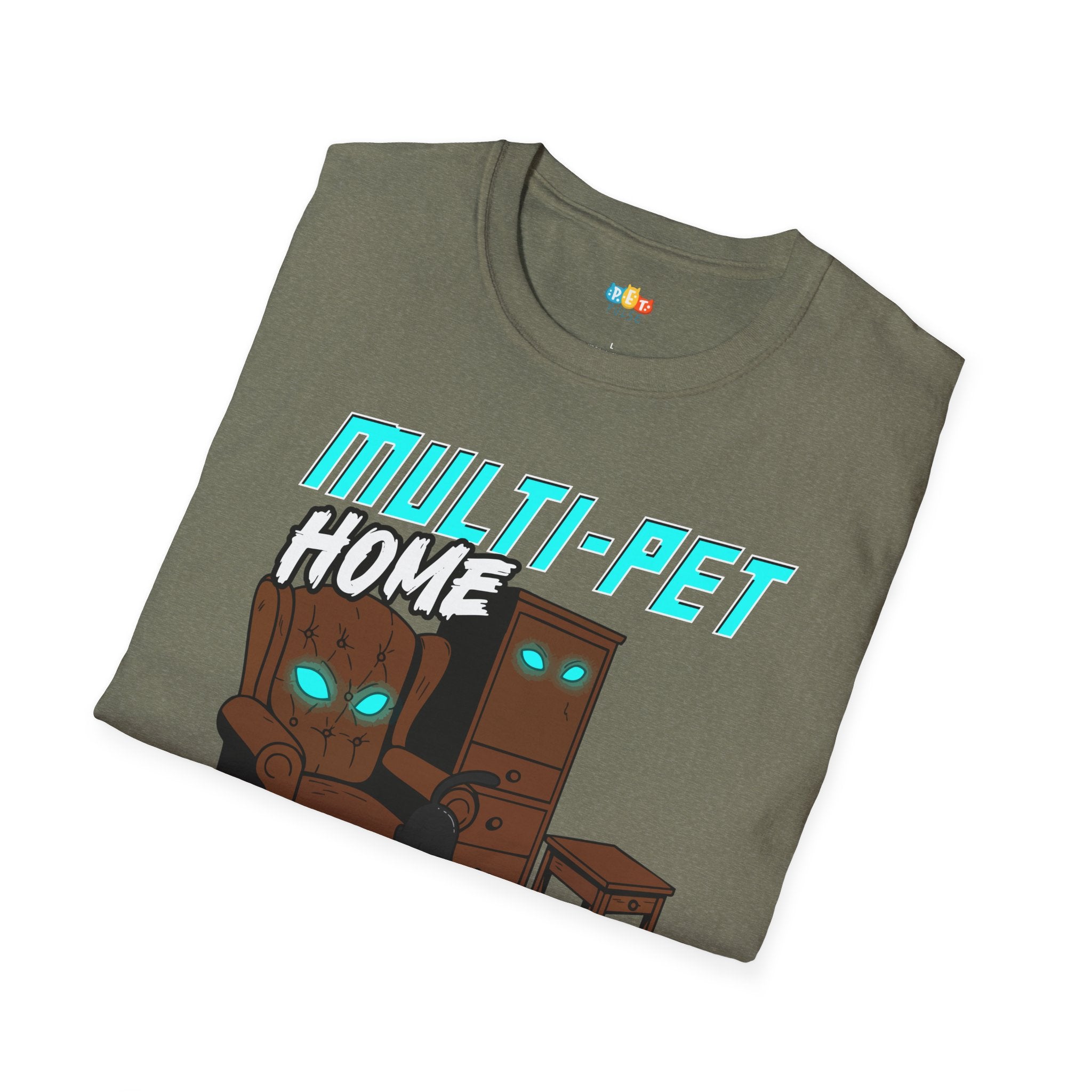 Multi Pet Home Where Silence Is Suspicious T-Shirt - Funny Pet Parent Chaos Warning Sign Humor Tee