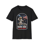 The Bark Side of the Moon Funny Astronaut Golden Retriever Flag T-Shirt | Cosmic Encounters Collection by PetPulse