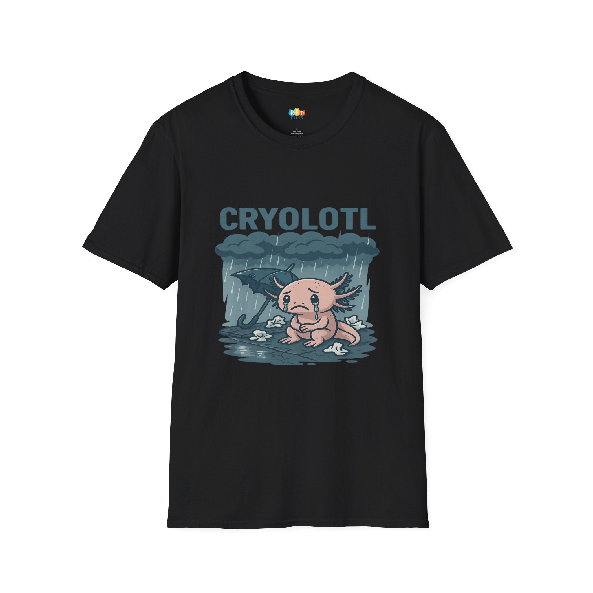 Cryolotl Sad Axolotl T-Shirt - Funny Crying Rain Depression Mental Health Emotional Support Tee