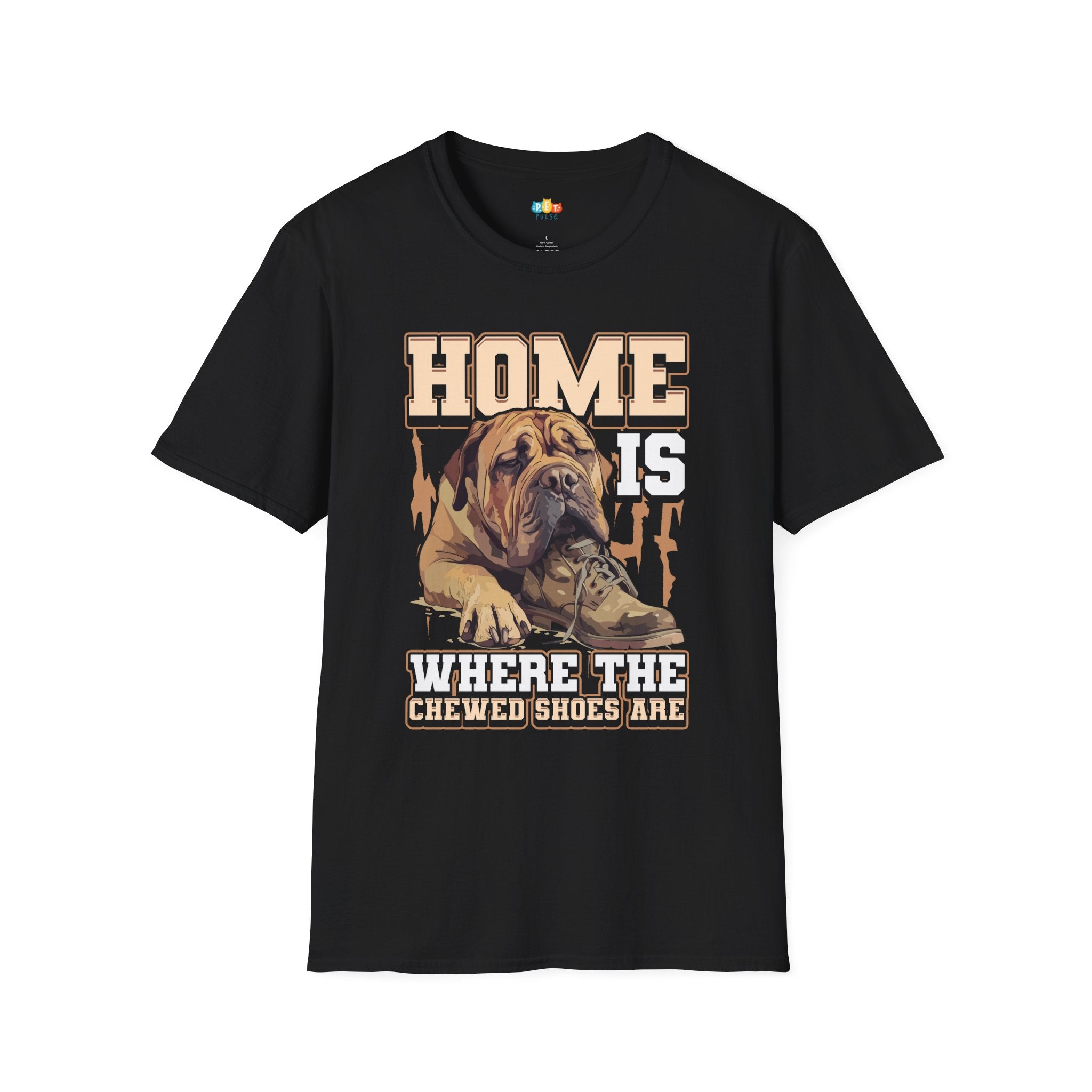Home Is Where The Chewed Shoes Are Dog T-Shirt - Rescue Dog Parent Mastiff Hero Graphic Tee