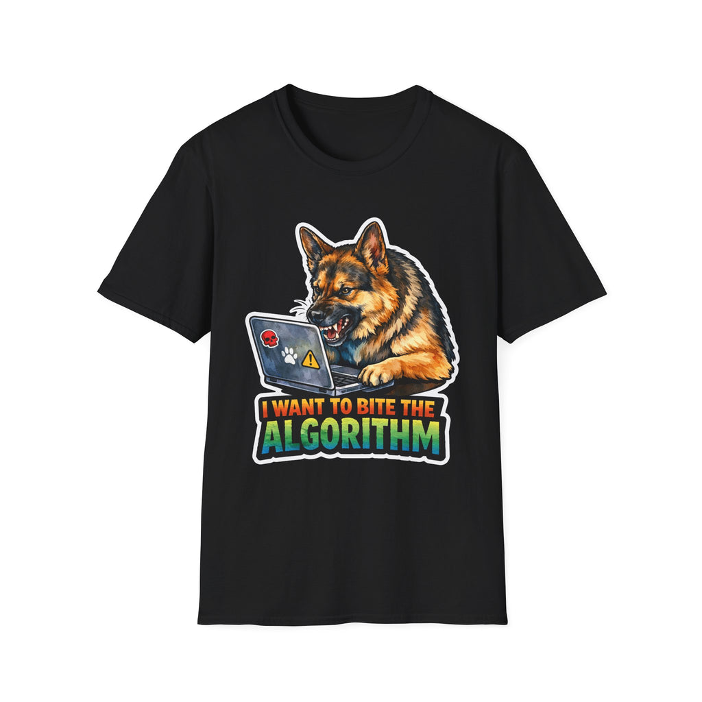 I Want to Bite the Algorithm Funny German Shepherd T-Shirt | Tech Pack Collection by PetPulse