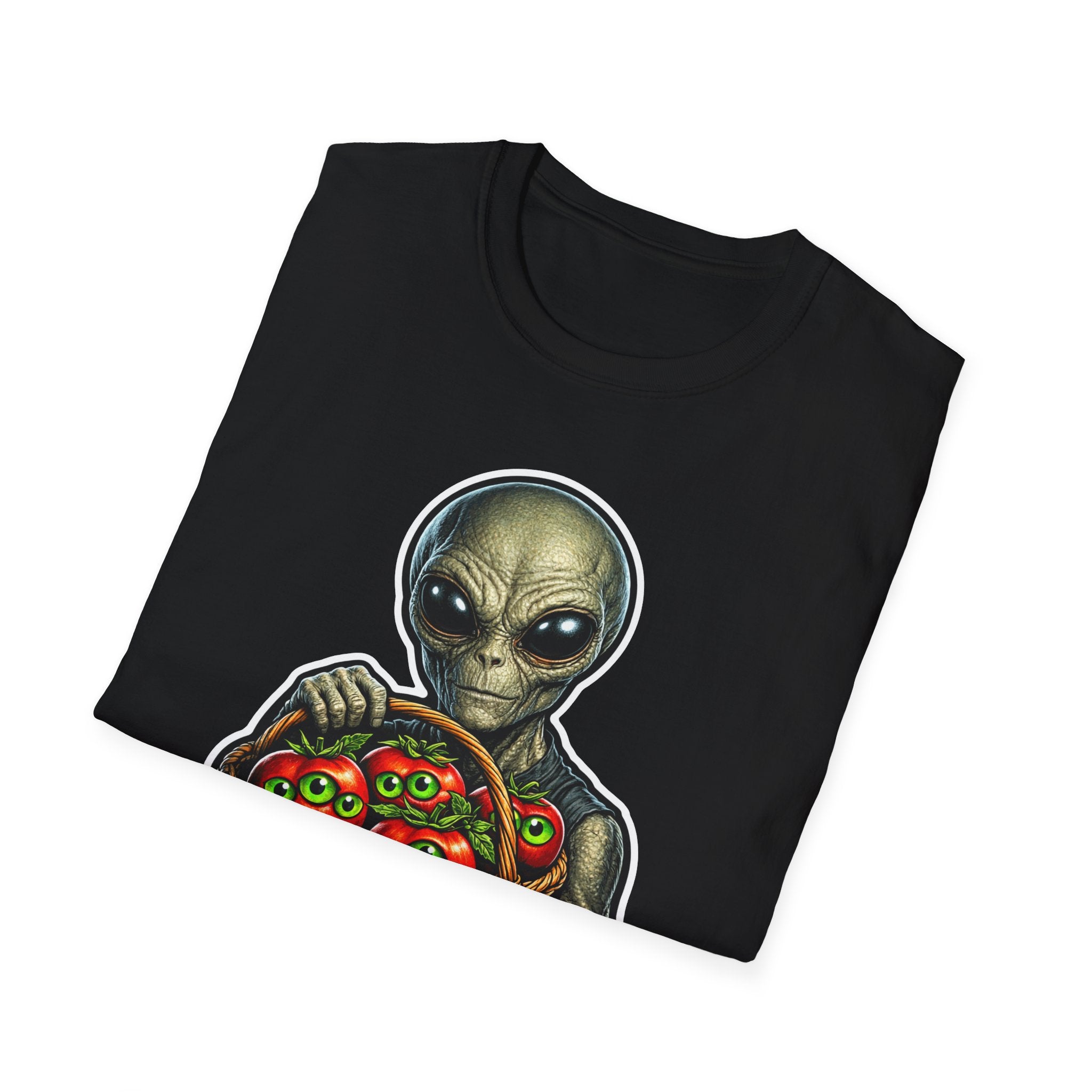 Organic Nebula Crops Funny Alien Farmer T-Shirt | Cosmic Encounters Collection by PetPulse
