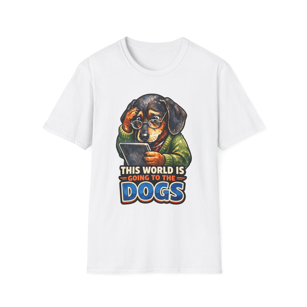 This World Is Going to the Dogs Funny Dachshund Tablet T-Shirt | Tech Pack Collection by PetPulse