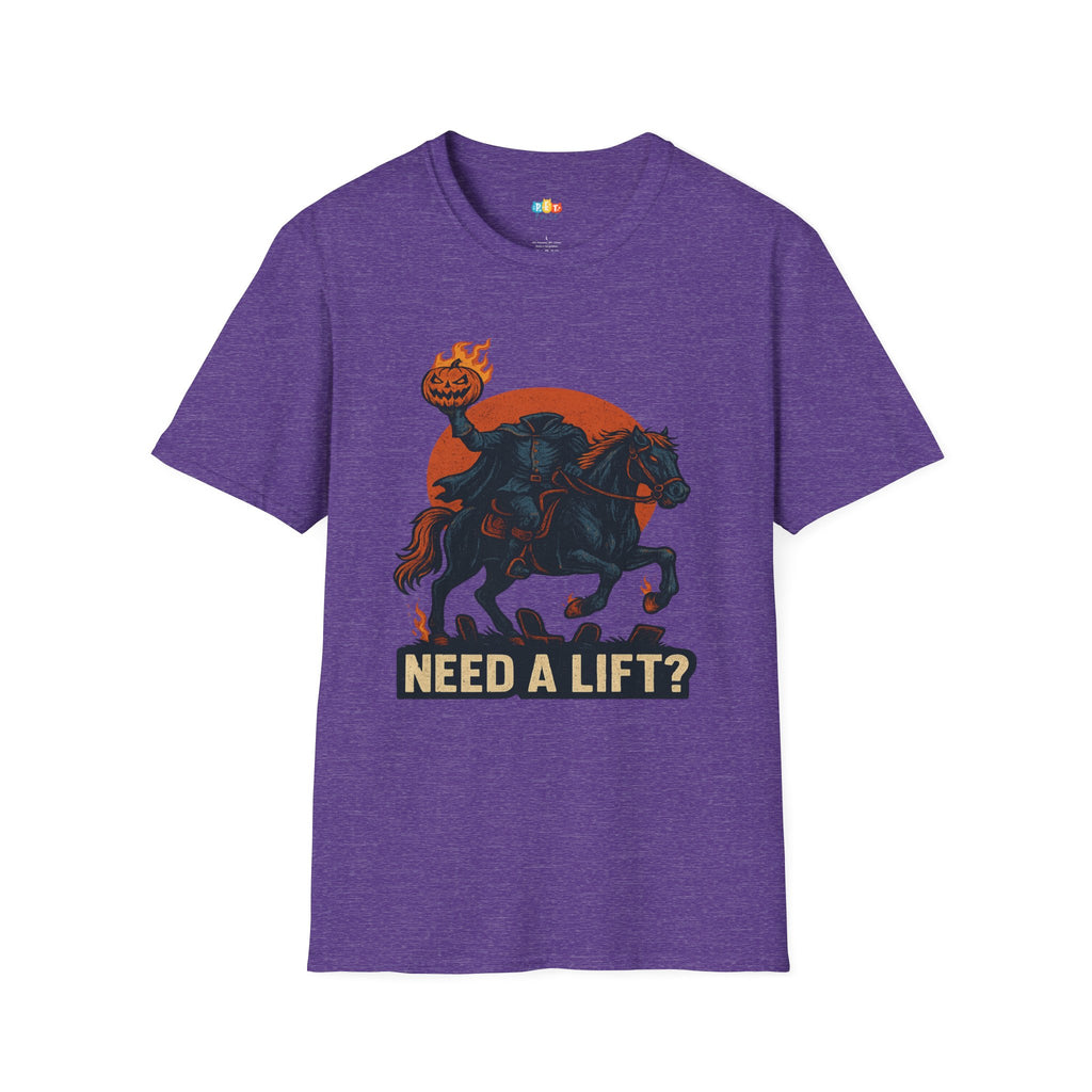Need A Lift Halloween T-Shirt - Headless Horseman Uber Horror Comedy Gothic Spooky Fall Graphic Tee