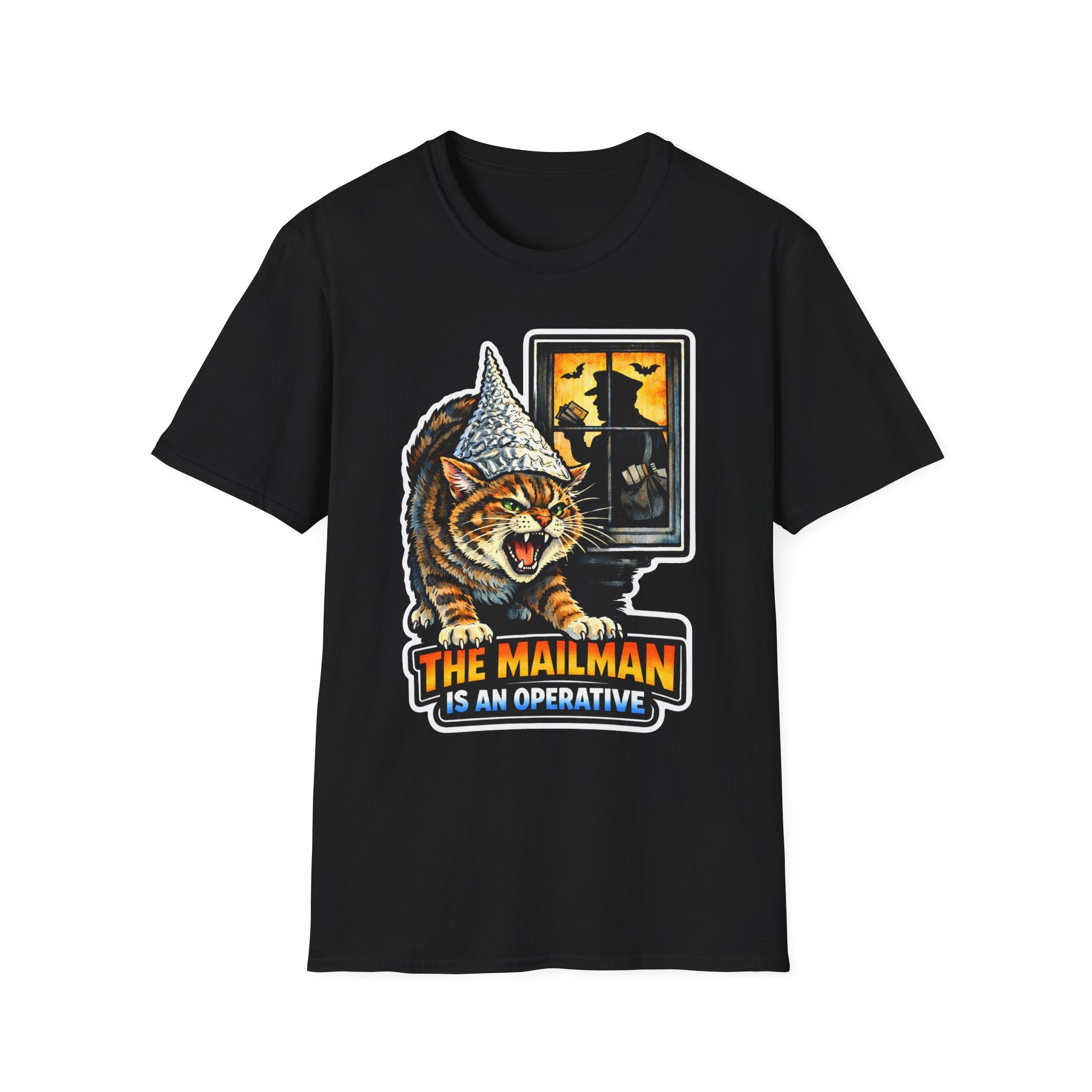 The Mailman Is an Operative Funny Conspiracy Cat T-Shirt | Cat-Spiracy Theorist Series | Pet-Spiracy Theorist Collection by PetPulse