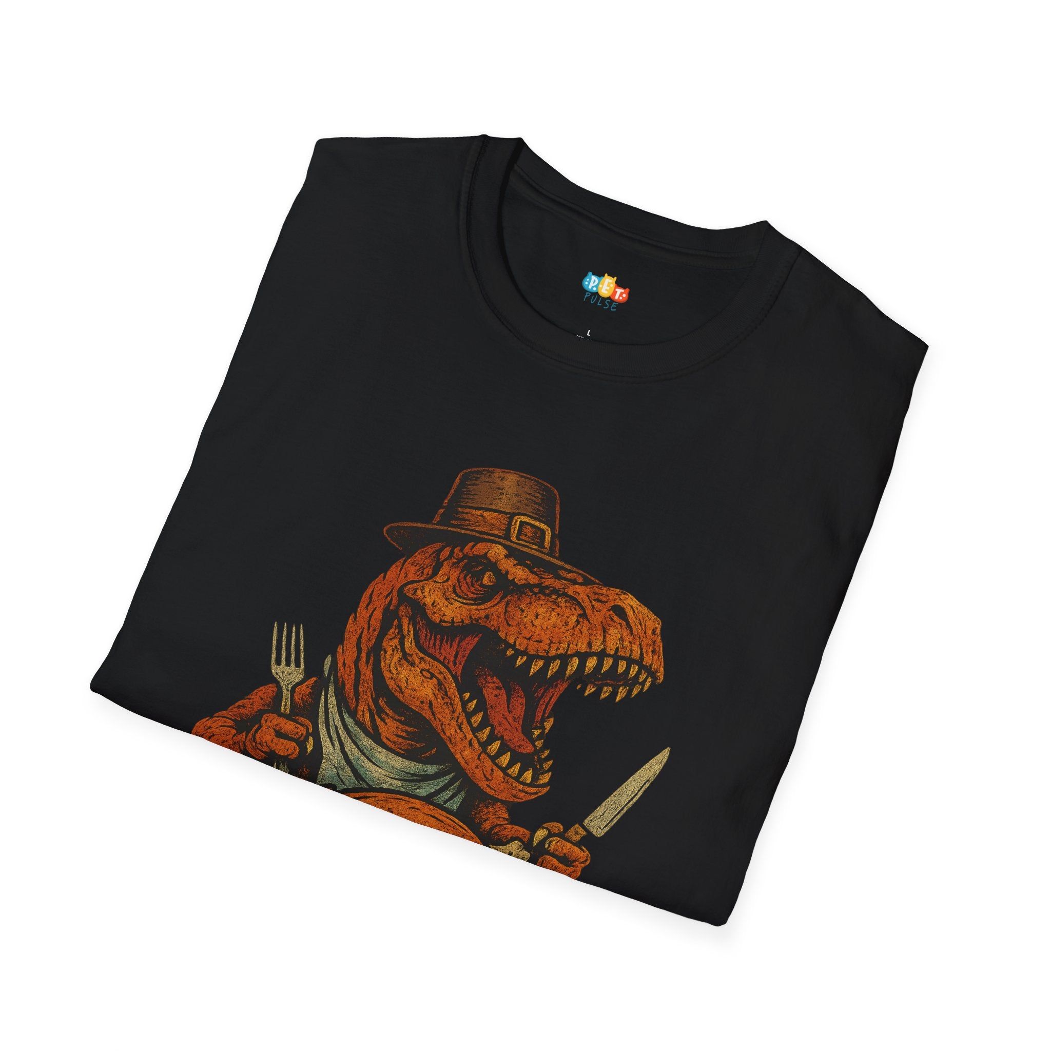 Beast Feast Prehistoric Thanksgiving T-Shirt - Funny Dinosaur Turkey Day Pilgrim T-Rex Holiday Dinner Tee