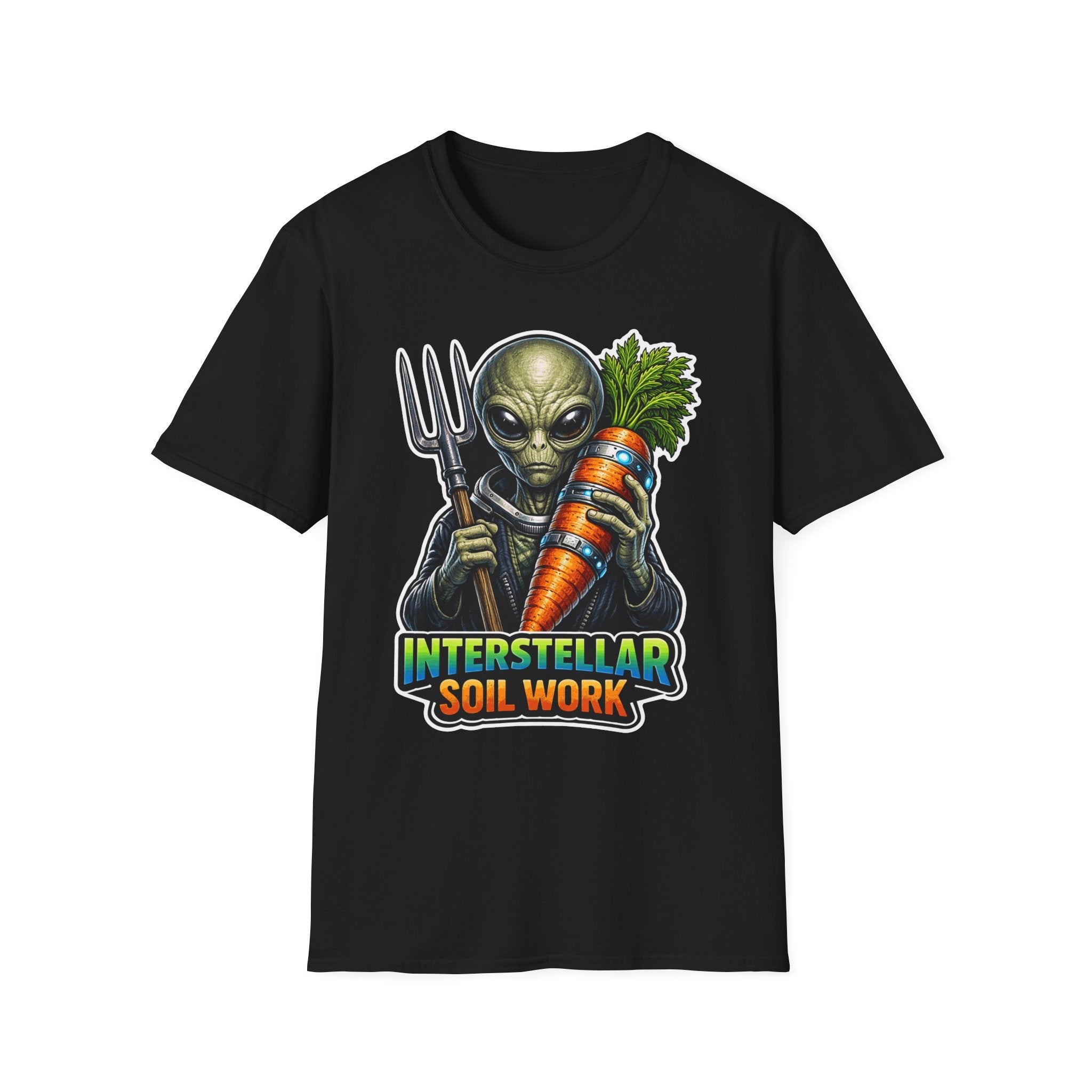 Interstellar Soil Work Funny Alien Farmer T-Shirt | Cosmic Encounters Collection by PetPulse