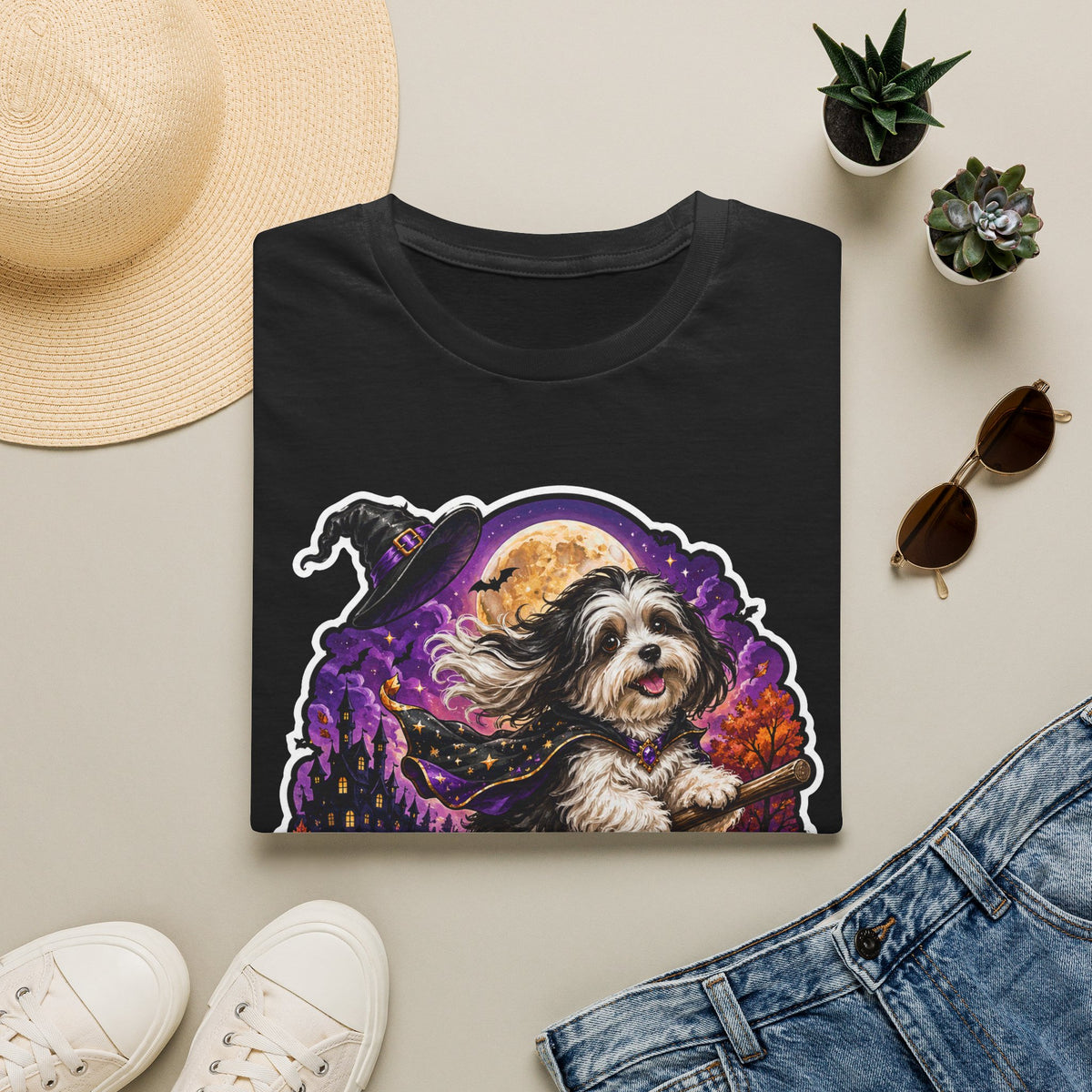 Witch Please I Am Fabulous Flying Witch Dog T-Shirt | Halloween Pet T-Shirts Collection by PetPulse