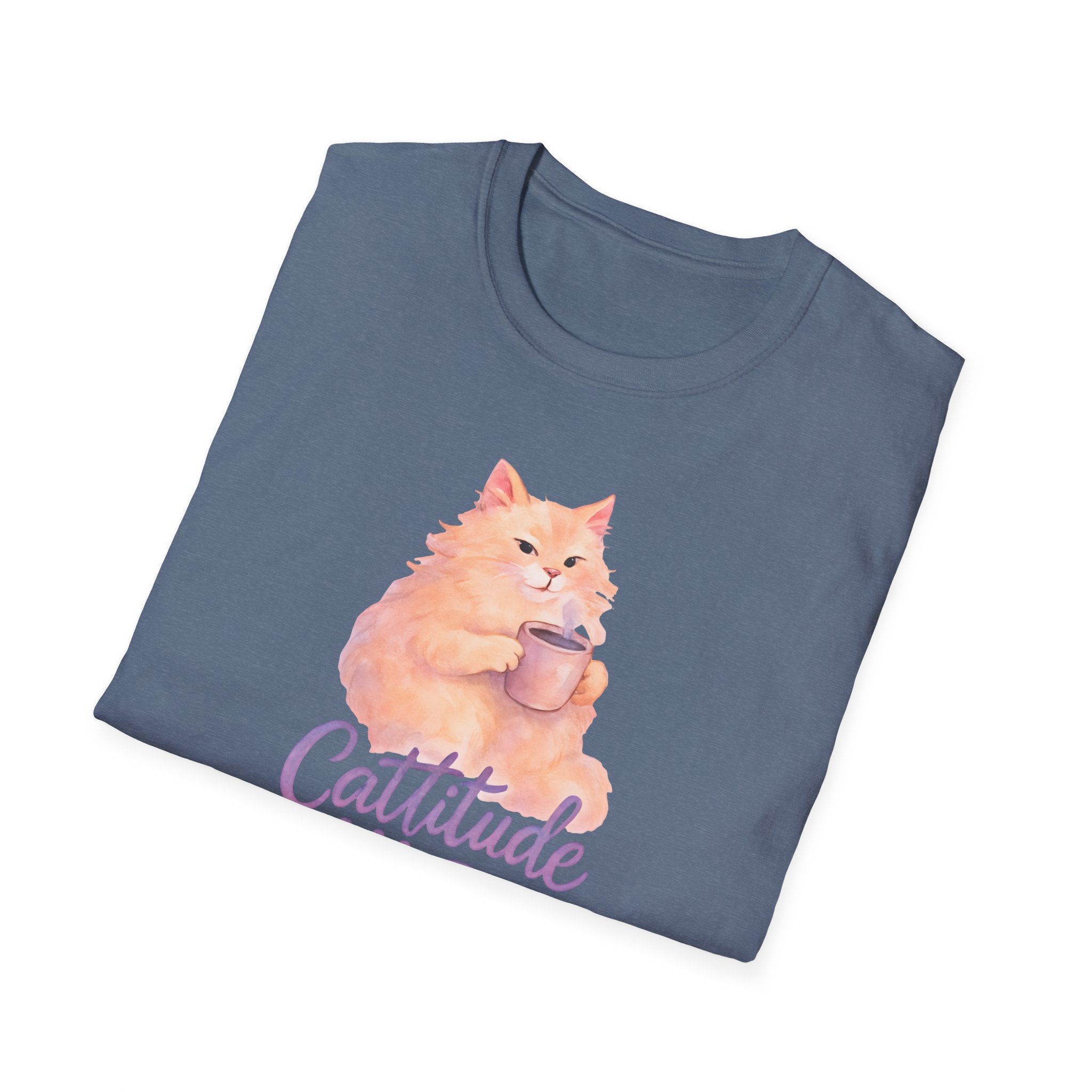 Cat with Coffee Cup T-Shirt