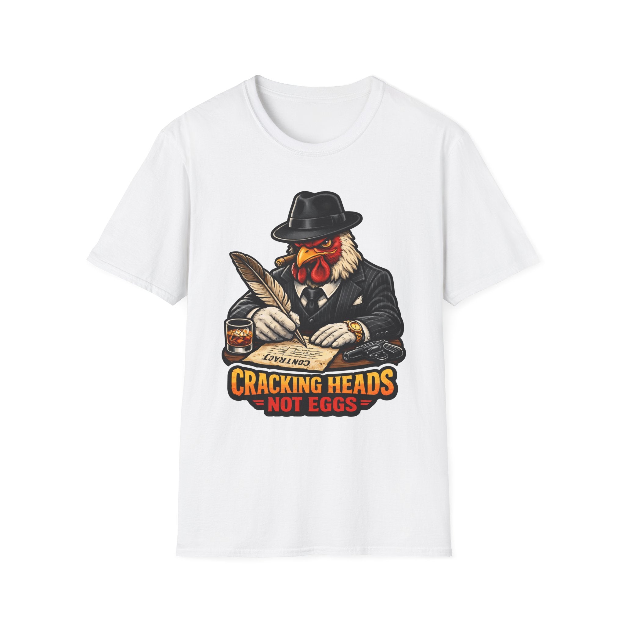 Cracking Heads Not Eggs Funny Mobster Chicken T-Shirt | Gangster Rooster Graphic Tee for Chicken Owners | PetPulse