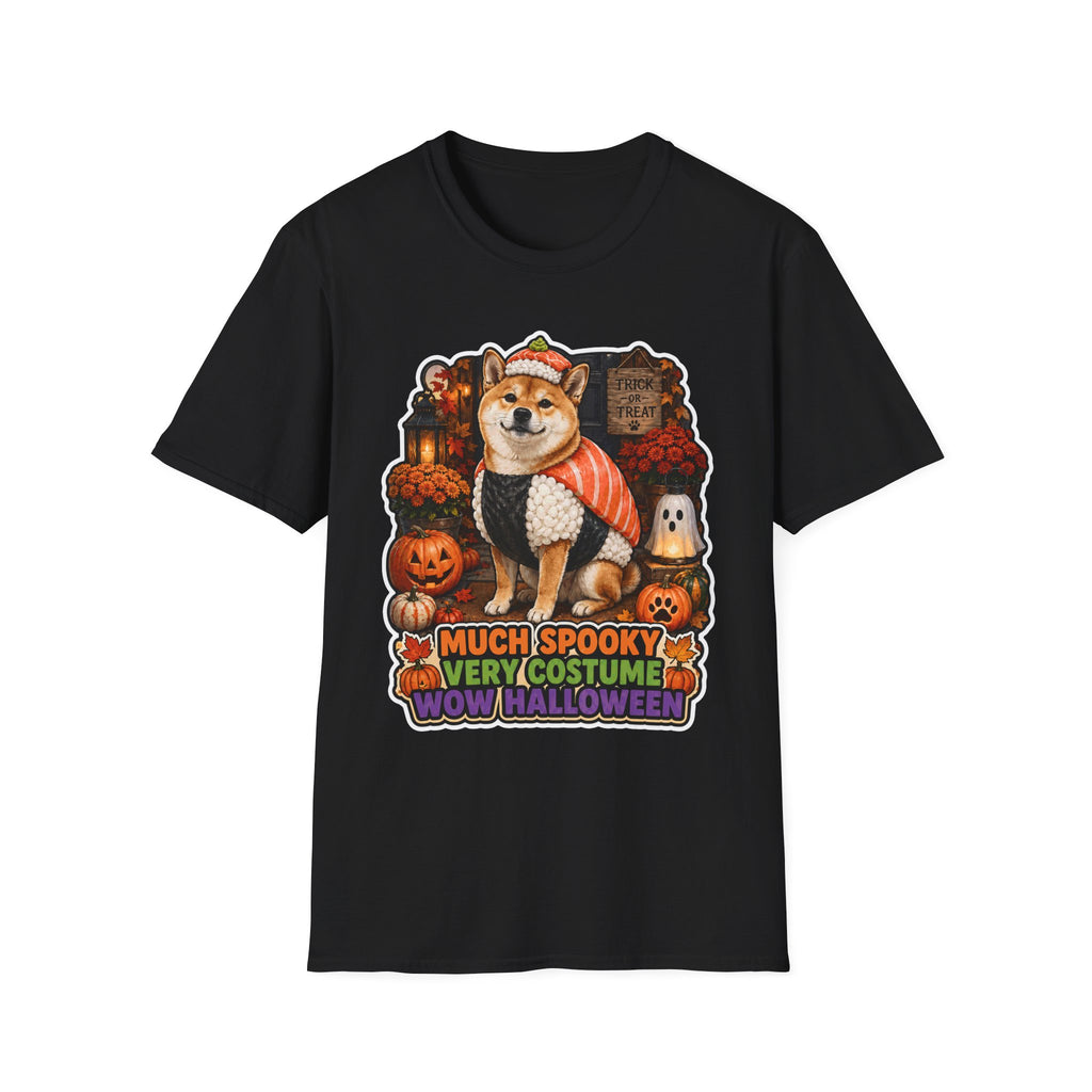 Much Spooky Very Costume Wow Halloween Shiba Inu Sushi T-Shirt | Halloween Pet T-Shirts Collection by PetPulse