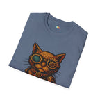 Steampunk Cat T-Shirt - Funny Mechanical Feline Victorian Gears Goggles Engineer Cyberpunk Graphic Tee