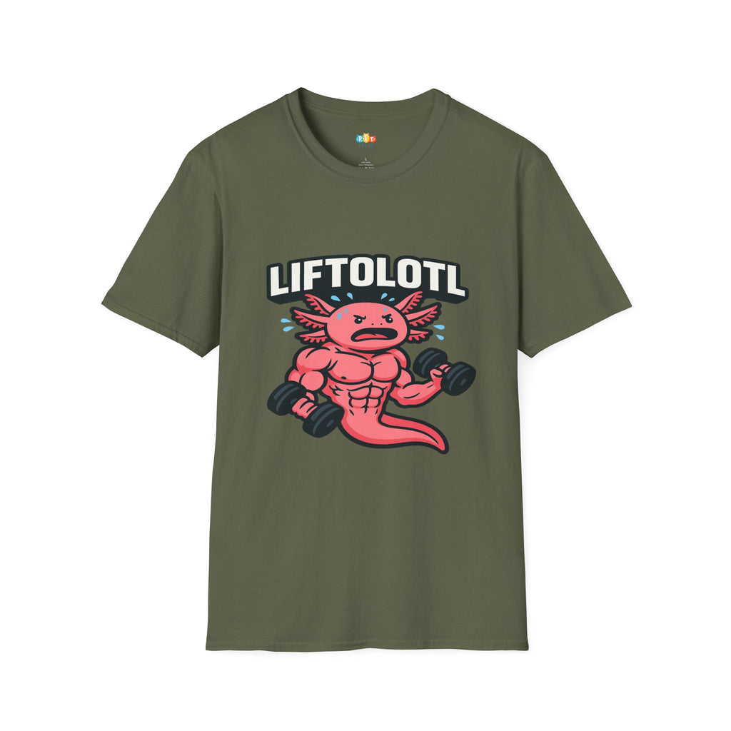 Liftolotl Weightlifting Axolotl T-Shirt - Funny Gym Fitness Workout Bodybuilding Muscle Training Tee