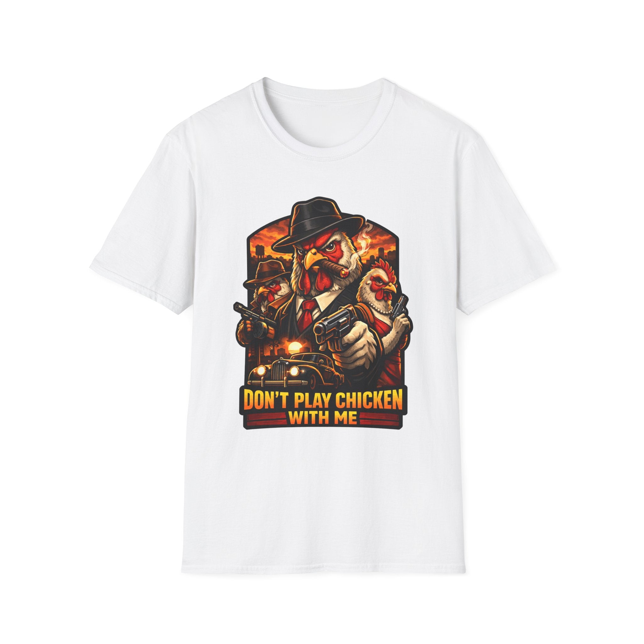 Don’t Play Chicken With Me Funny Mobster Flock T-Shirt, Gangster Chicken Crew Graphic Tee for Chicken Owners, PetPulse