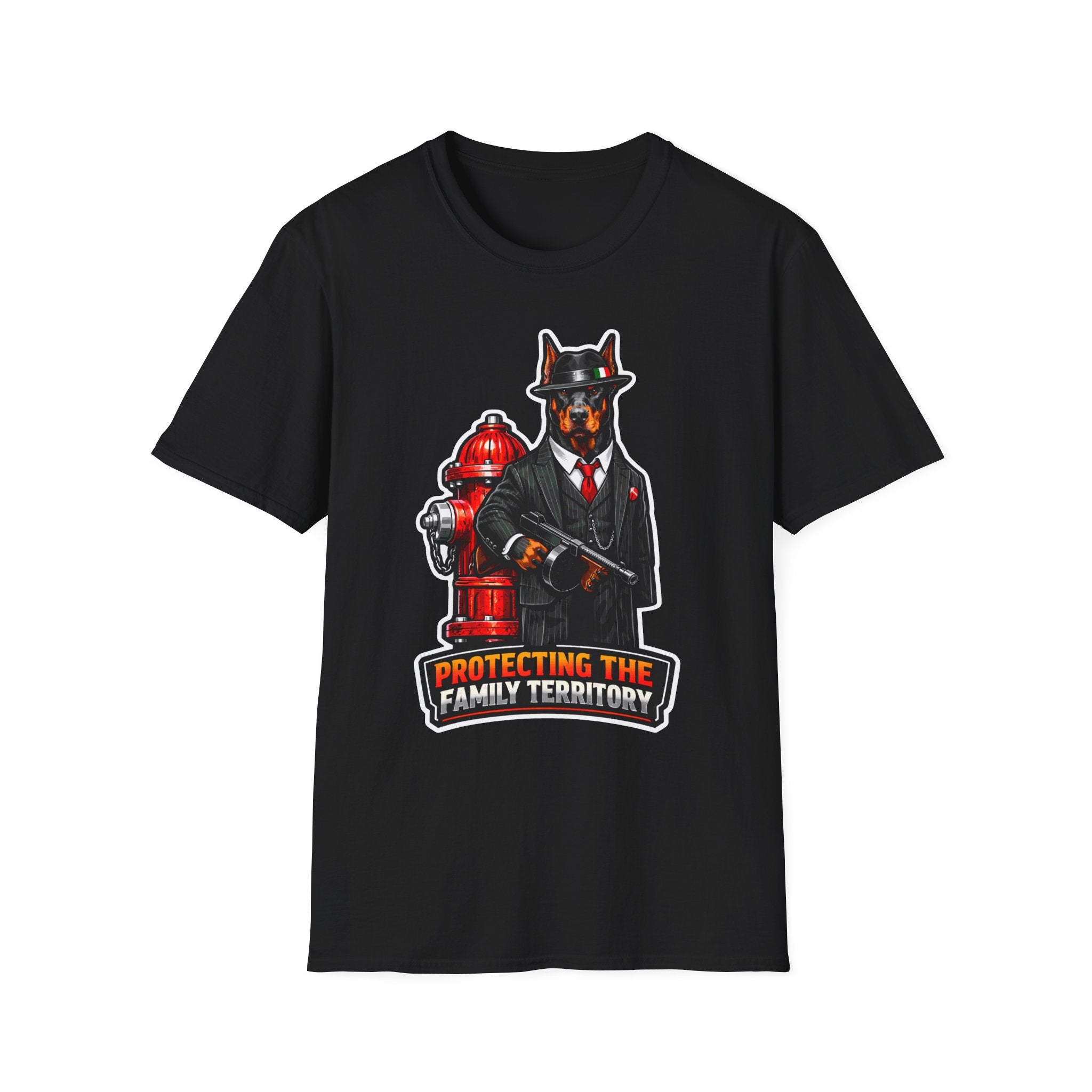 Protecting the Family Territory Funny Mobster Doberman T-Shirt | The Dog Father Collection by PetPulse