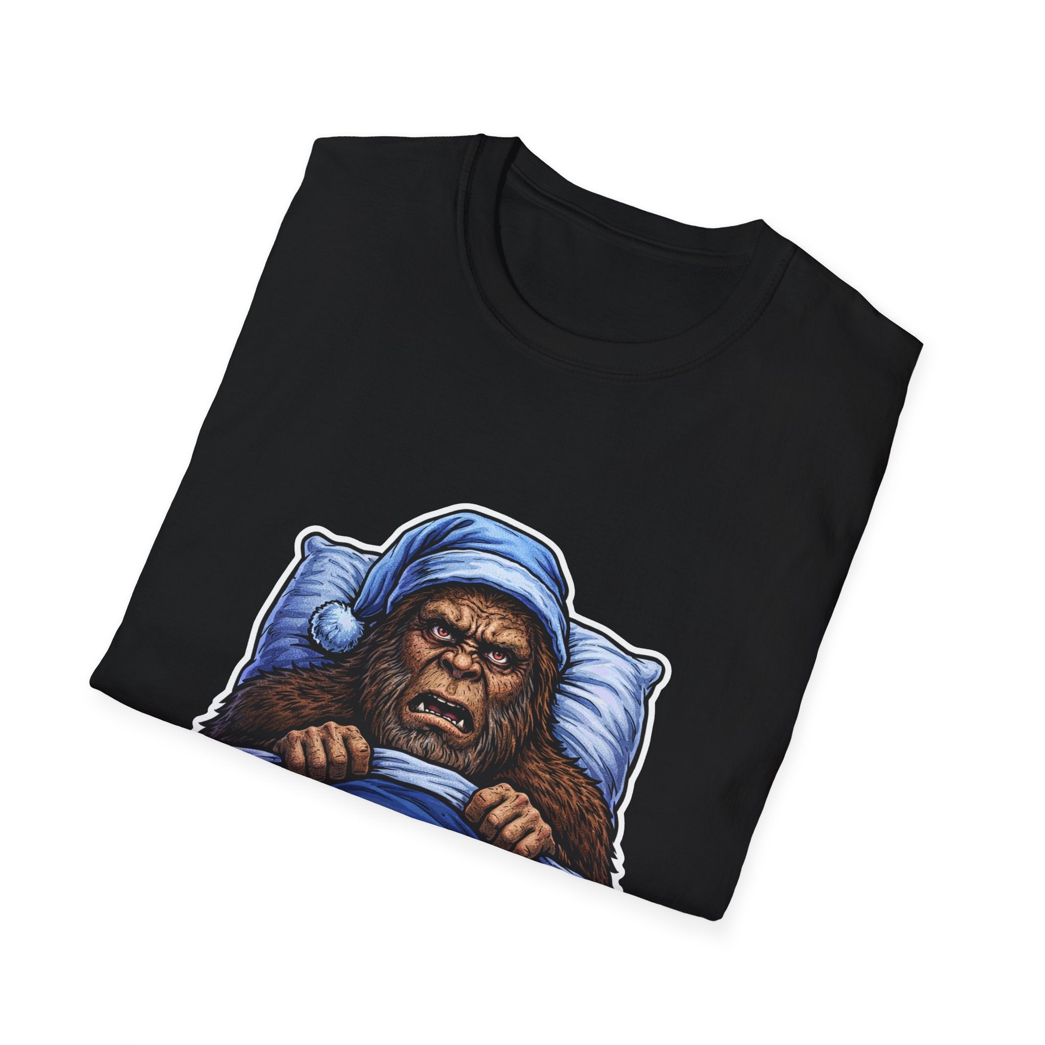 Sleep Is A Myth Funny Bigfoot Nightcap T-Shirt | Cryptid Companions Collection by PetPulse