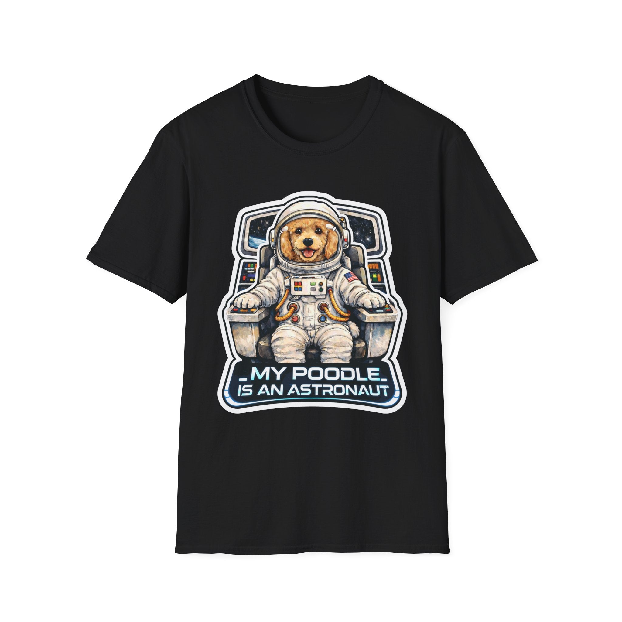 My Poodle Is an Astronaut Funny Poodle Space Pilot T-Shirt | Cosmic Encounters Collection by PetPulse